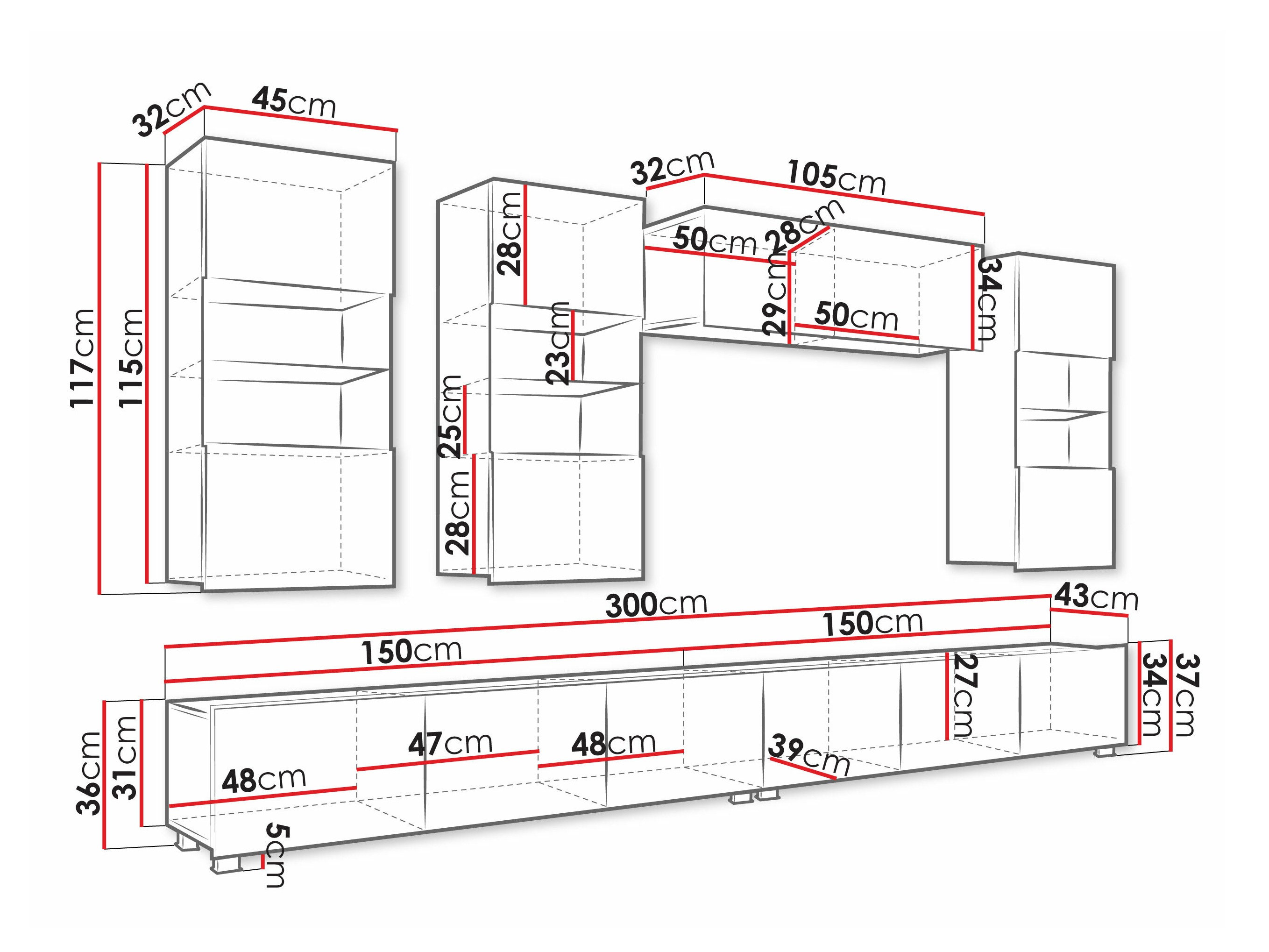 Conjunto para sala de estar Tivdalu 109 (Preto + Preto brilhante)