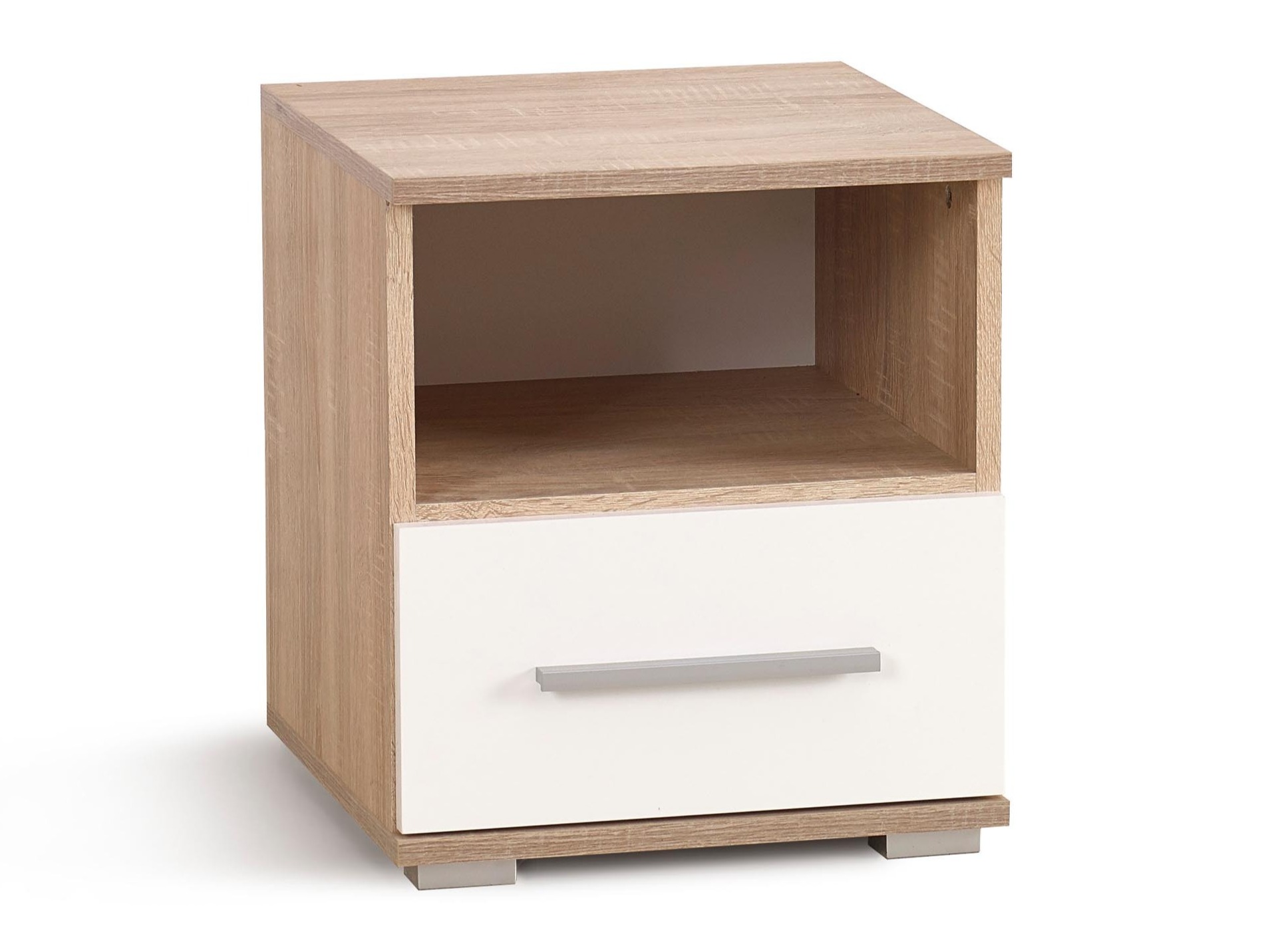 Mesa de cabeceira Cirveso 111 (Carvalho sonoma + Branco brilhante)