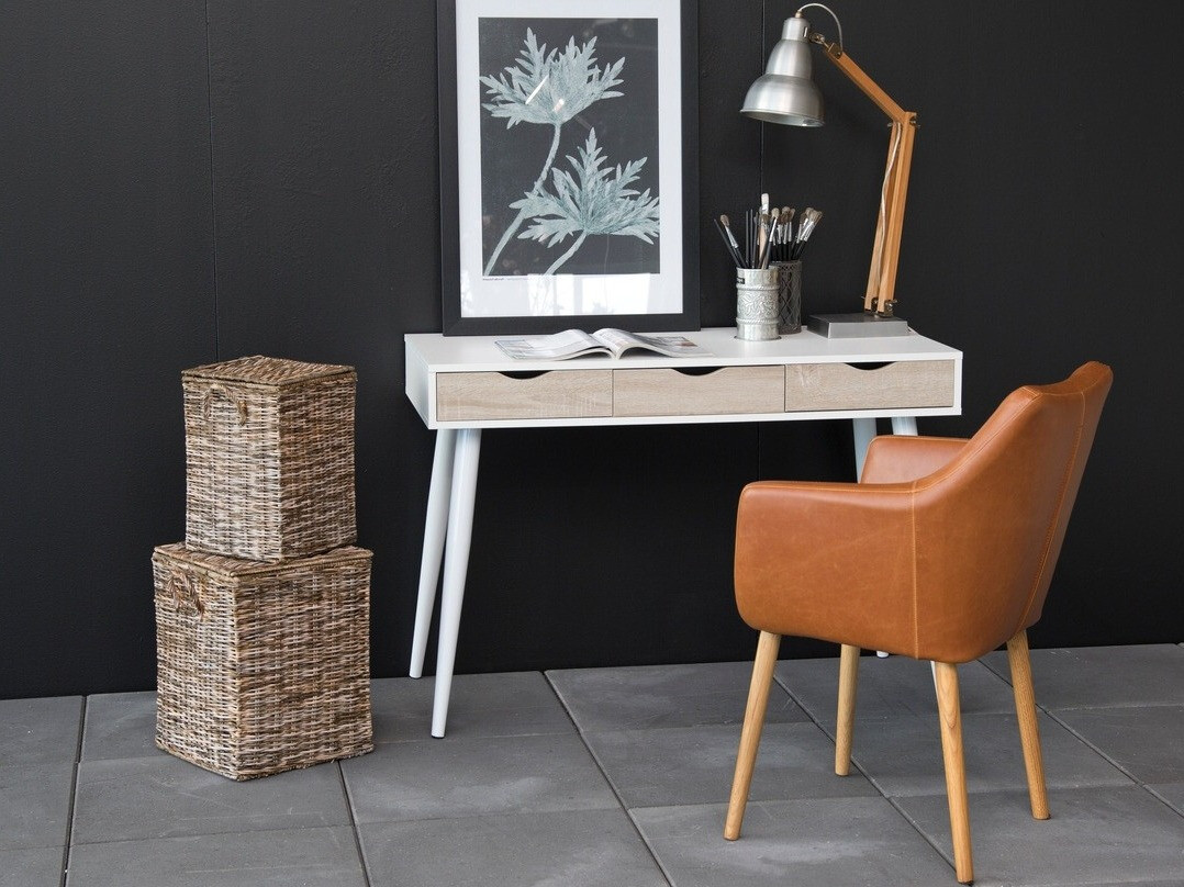 Mesa de escritório Norsica 113 (Branco + Carvalho)