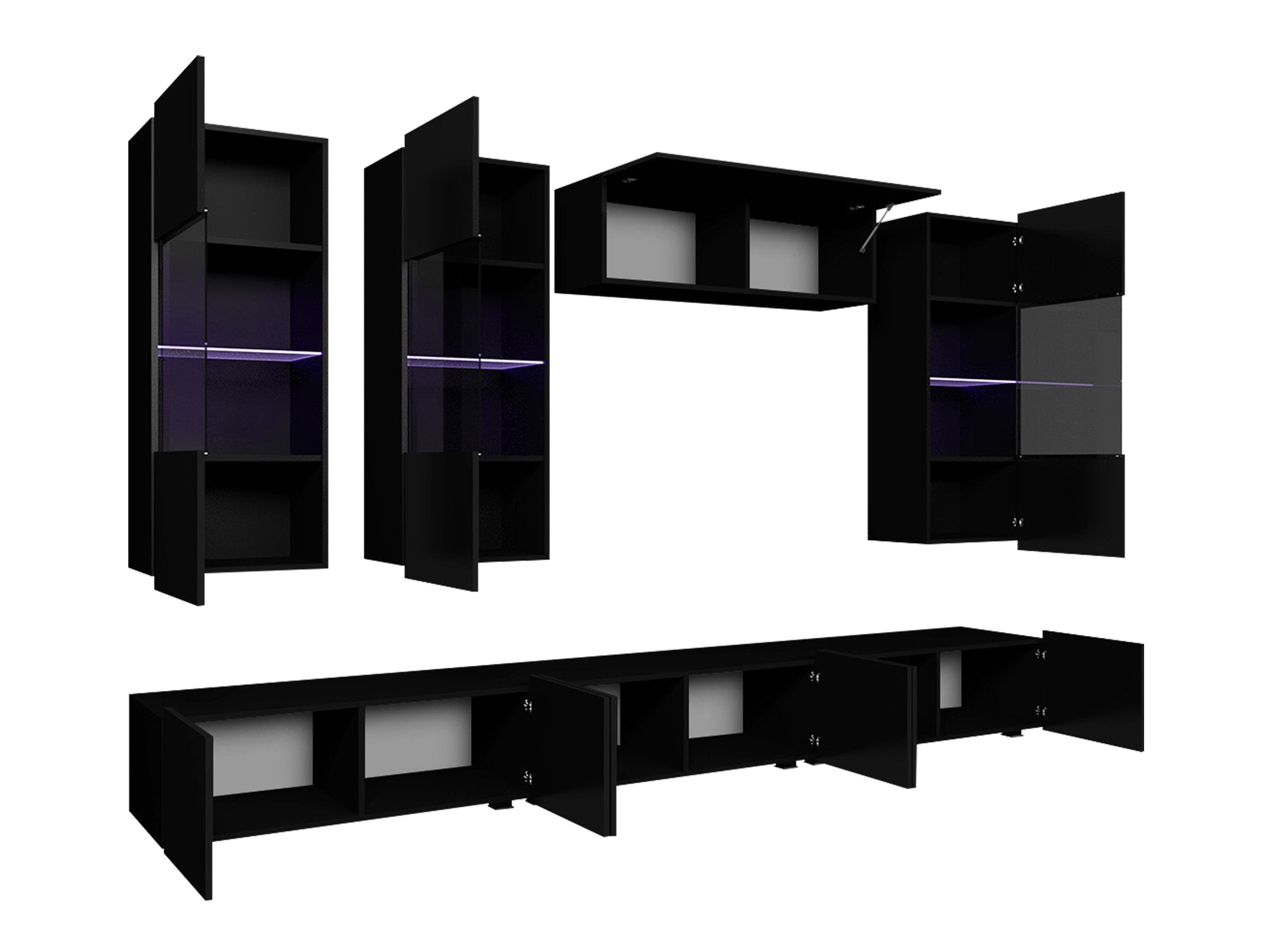 Conjunto para sala de estar Remus XI (Branco + Branco brilhante)