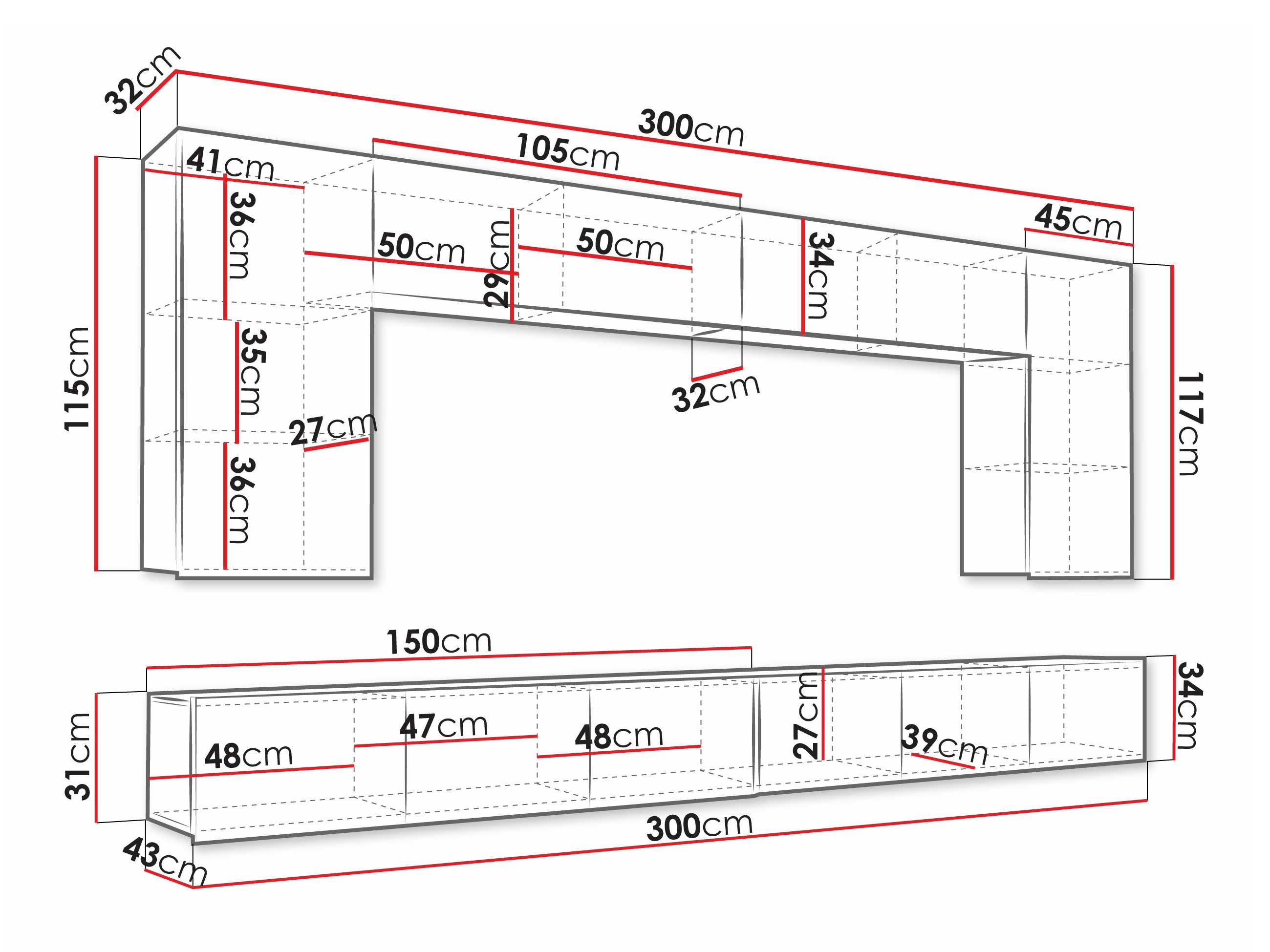 Conjunto para sala de estar Remus XIII (Preto + Preto brilhante)