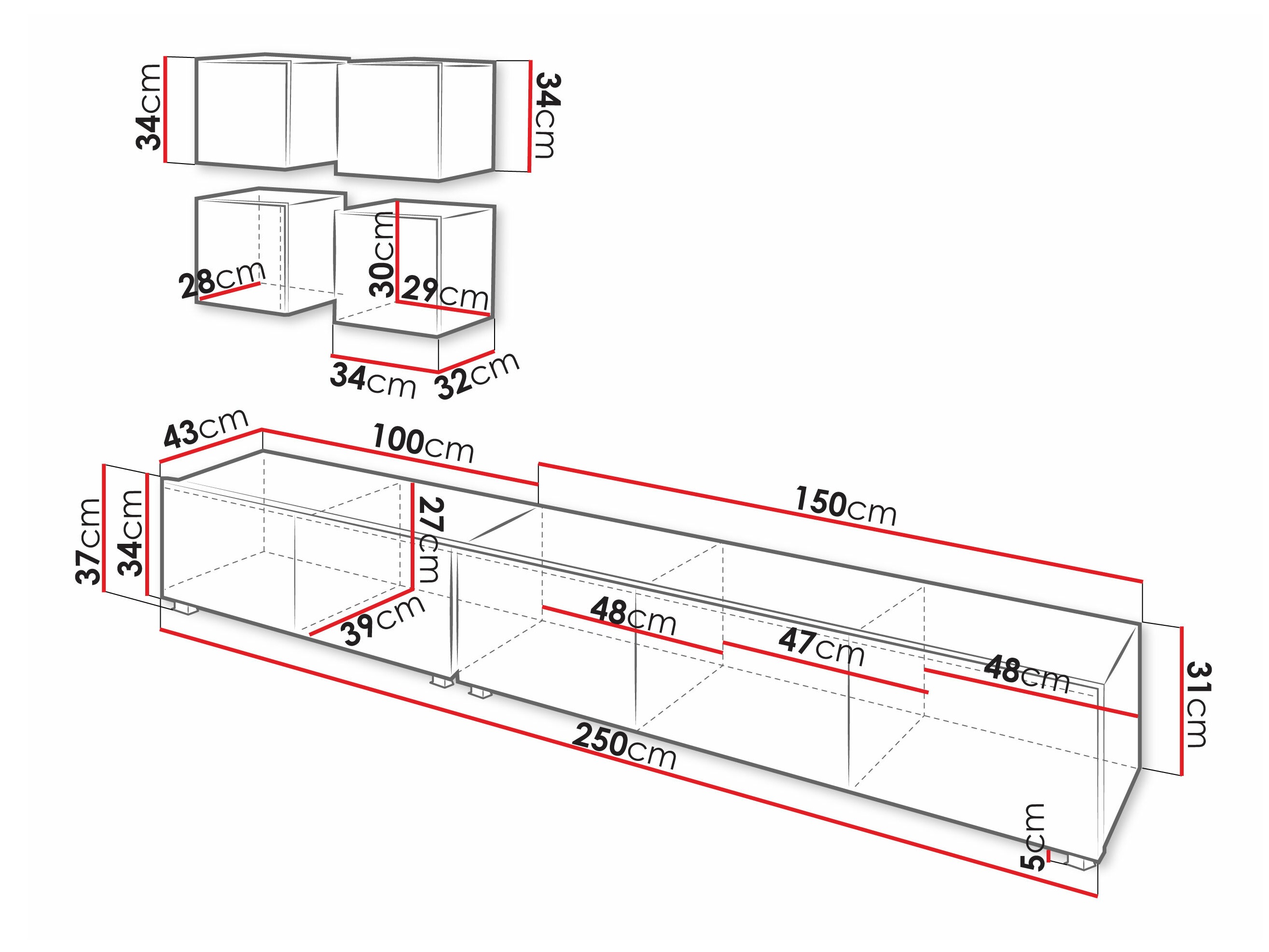 Conjunto para sala de estar Remus XVIII (Preto + Preto brilhante)