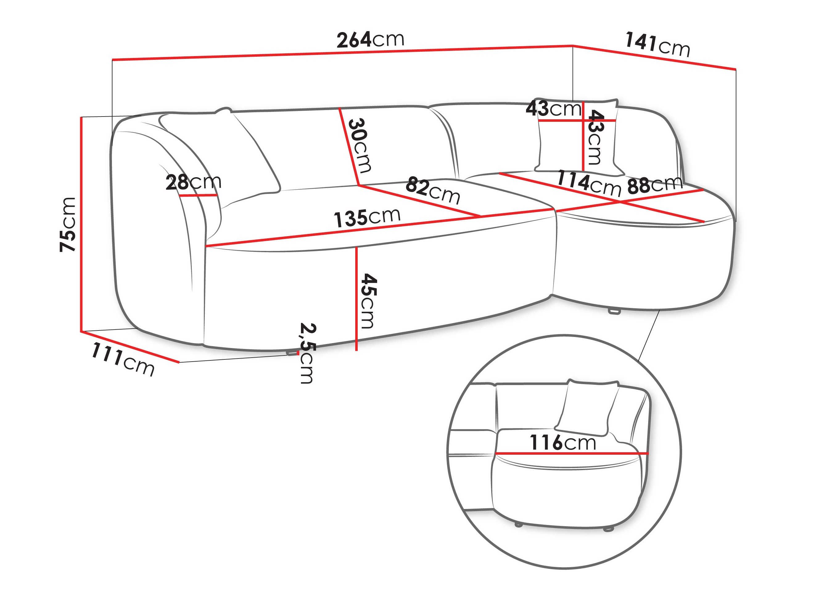 Sofá de canto TrendyNest 122 (Euphoria 01)