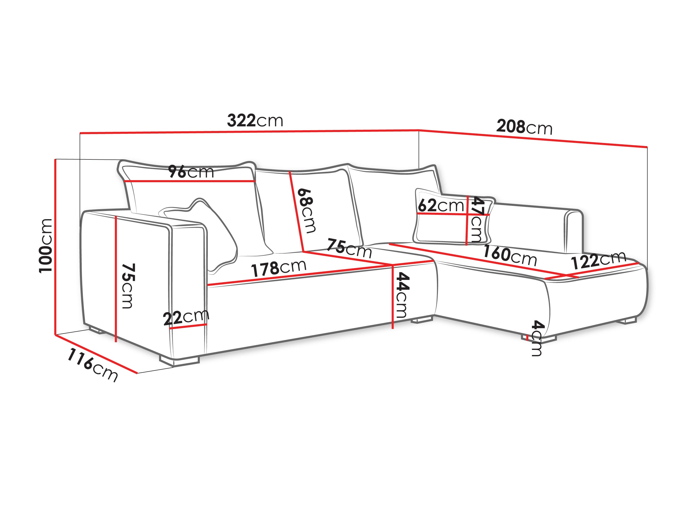 Sofá de canto TrendyNest 125 (Tilia 85)