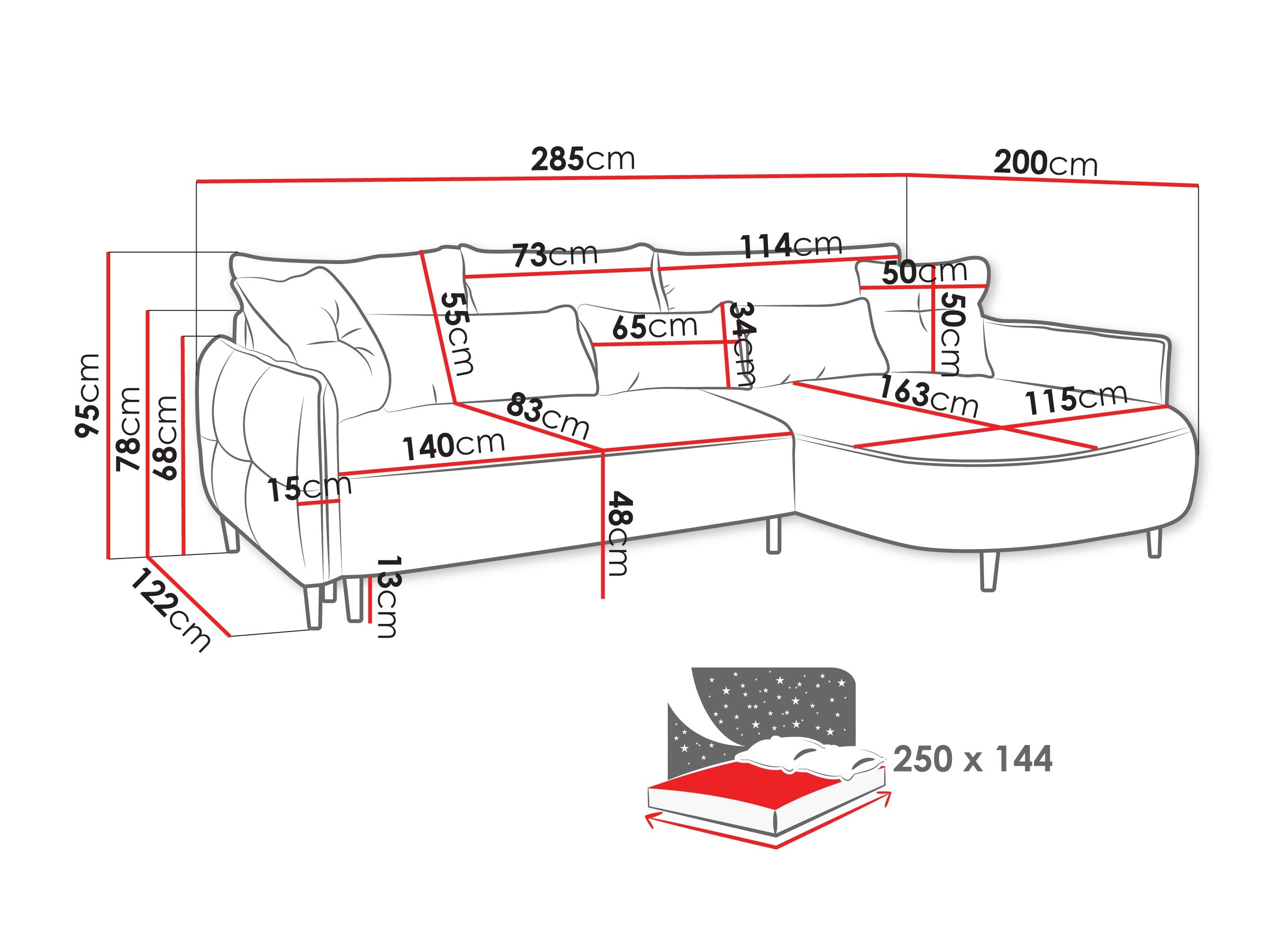 Sofá de canto TrendyNest Prunal (Glow 01)