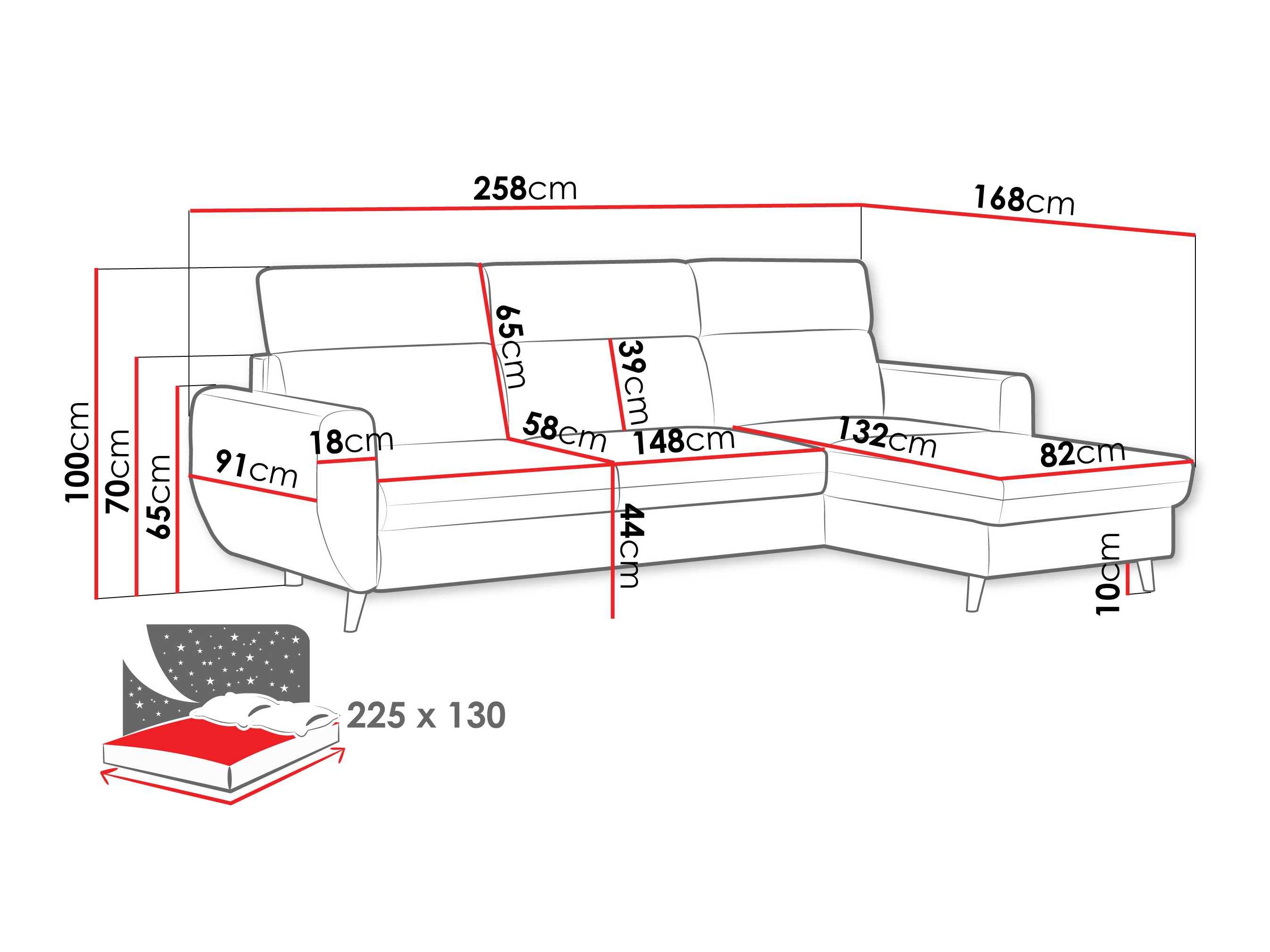 Sofá de canto Temple 132 (Cruz 35)