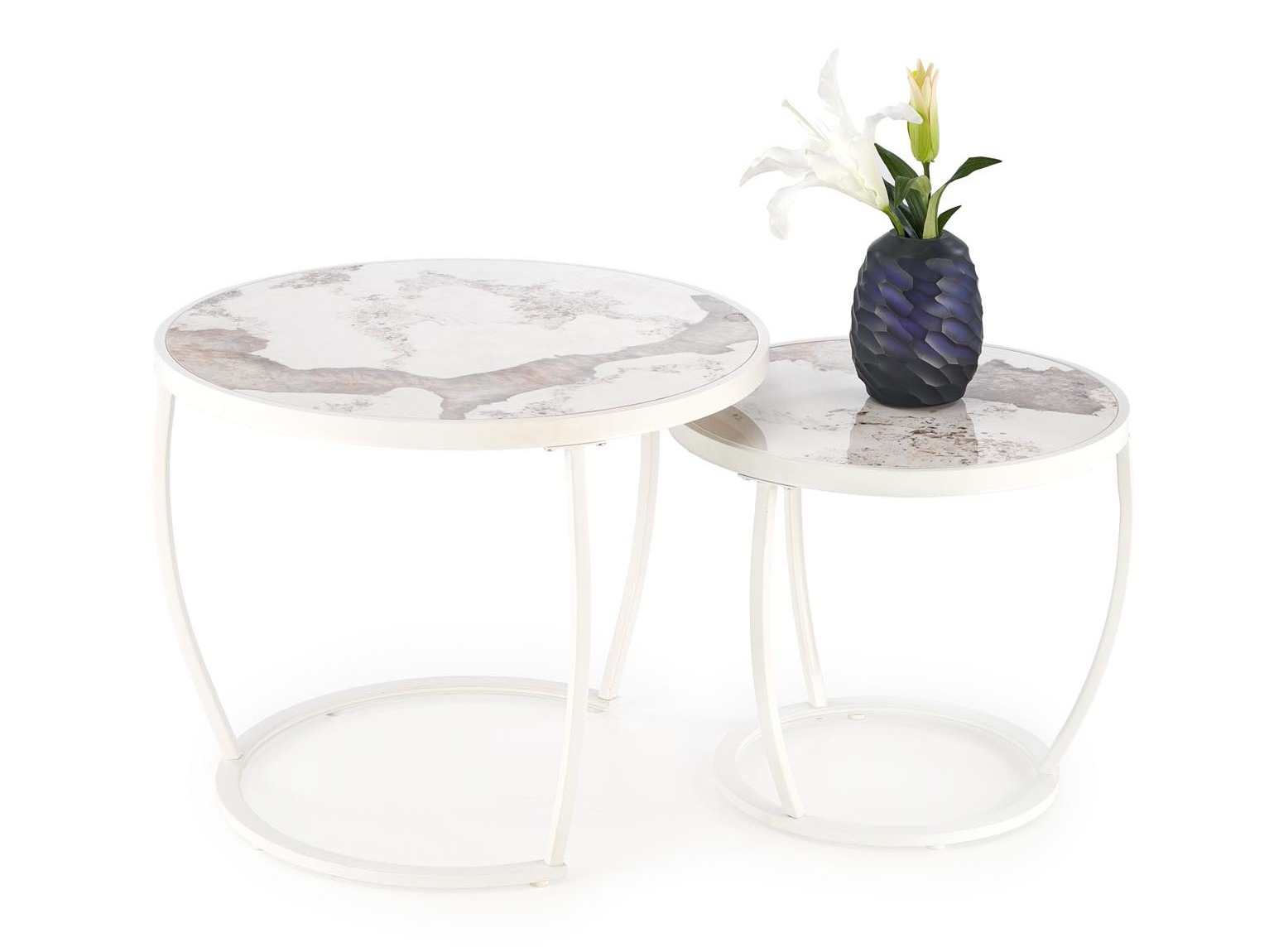 Conjunto de mesa de centro Houston 1658 (Branco + Marmore branco)