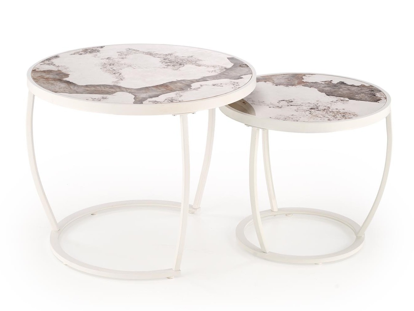 Conjunto de mesa de centro Houston 1658 (Branco + Marmore branco)