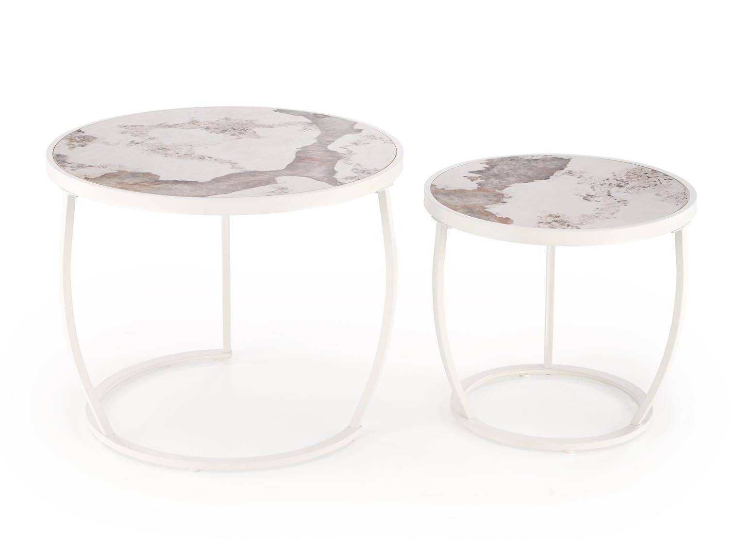 Conjunto de mesa de centro Houston 1658 (Branco + Marmore branco)