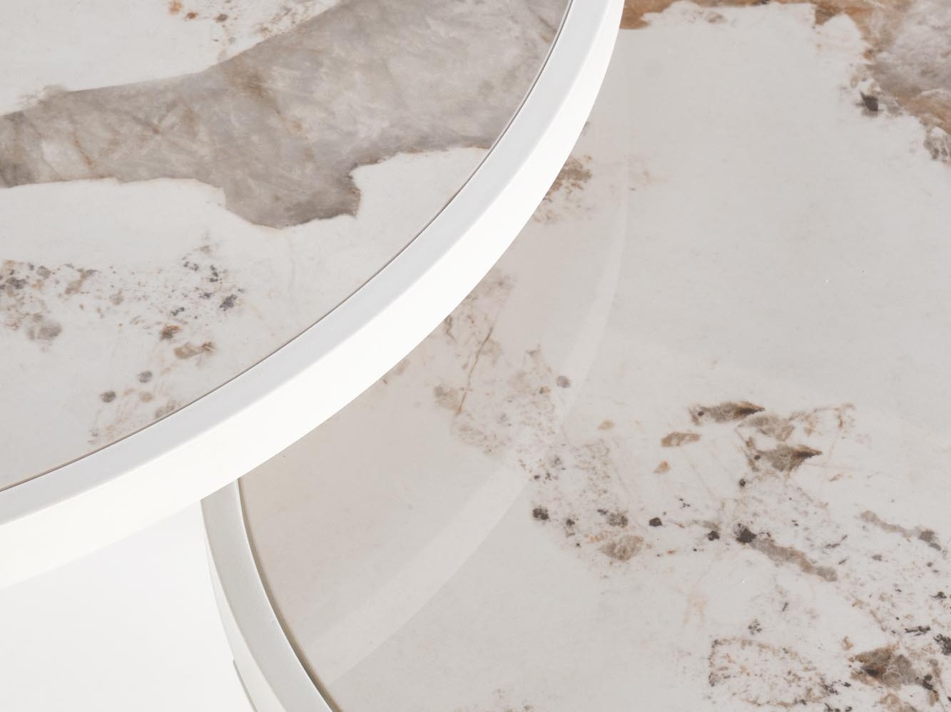 Conjunto de mesa de centro Houston 1658 (Branco + Marmore branco)