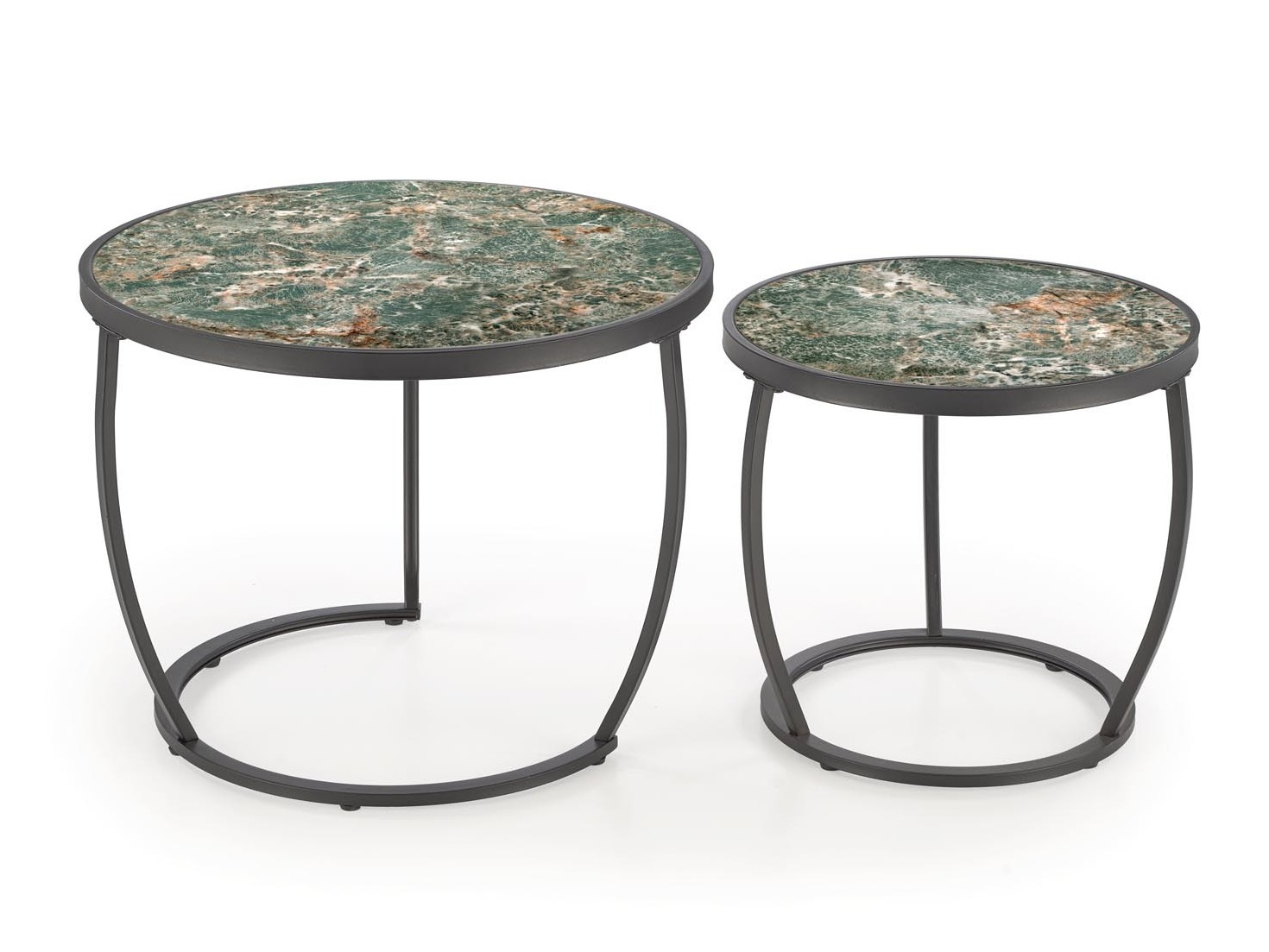 Conjunto de mesa de centro Houston 1658 (Preto + Mármore verde)