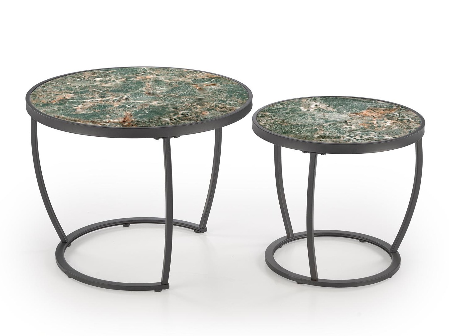 Conjunto de mesa de centro Houston 1658 (Preto + Mármore verde)
