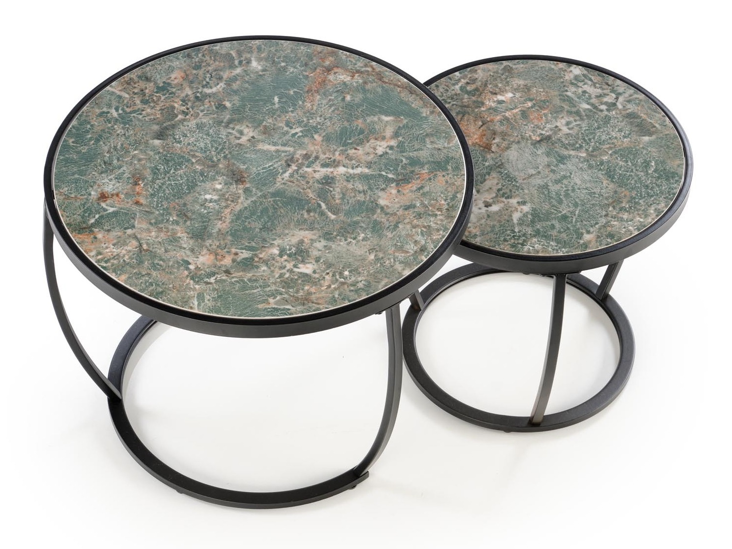 Conjunto de mesa de centro Houston 1658 (Preto + Mármore verde)