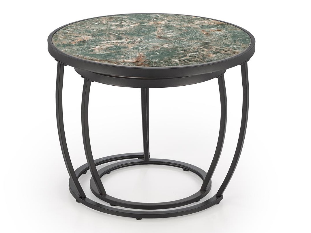 Conjunto de mesa de centro Houston 1658 (Preto + Mármore verde)