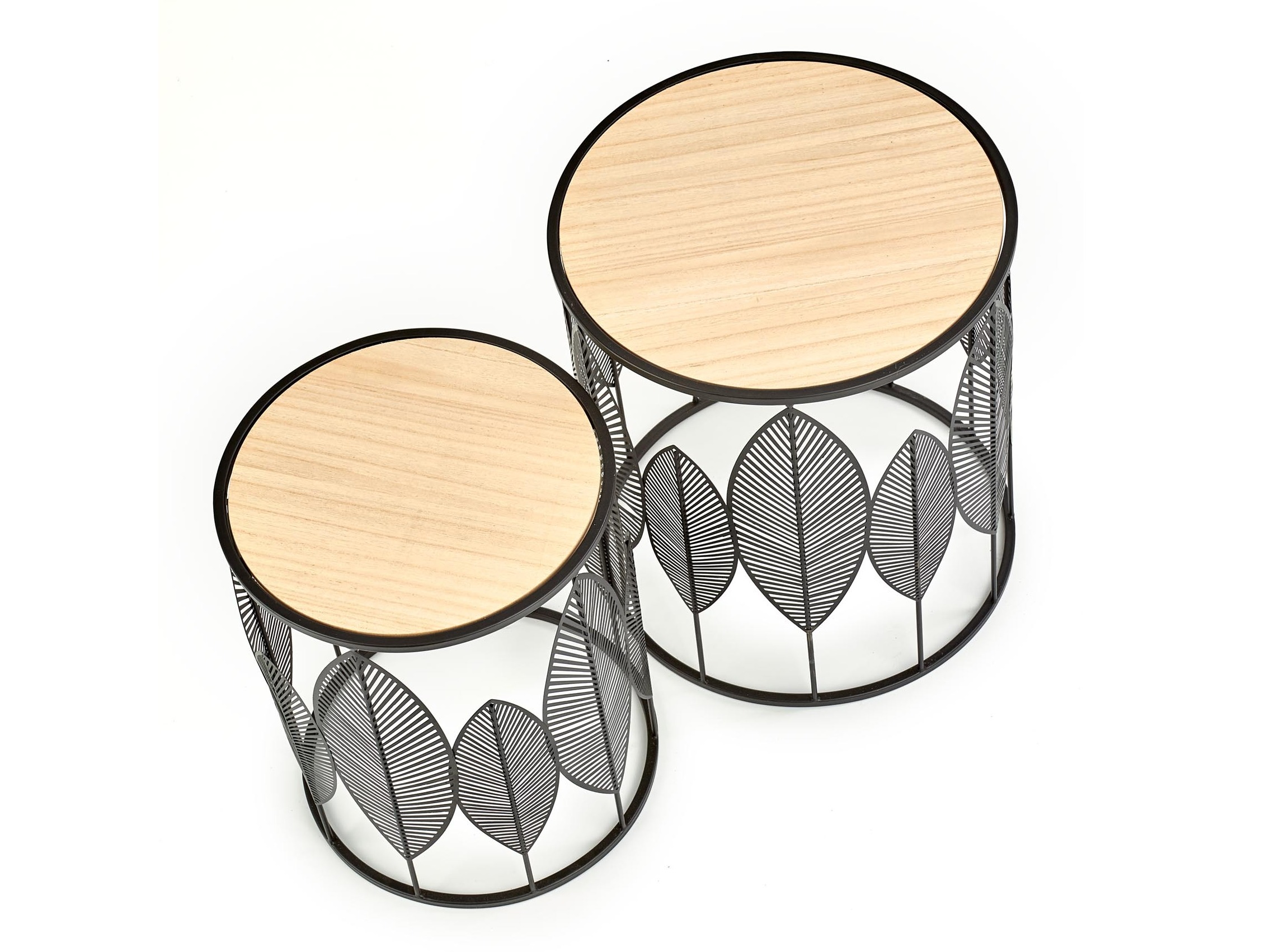 Conjunto de mesas de apoio Houston 974 (Preto + Madeira clara)