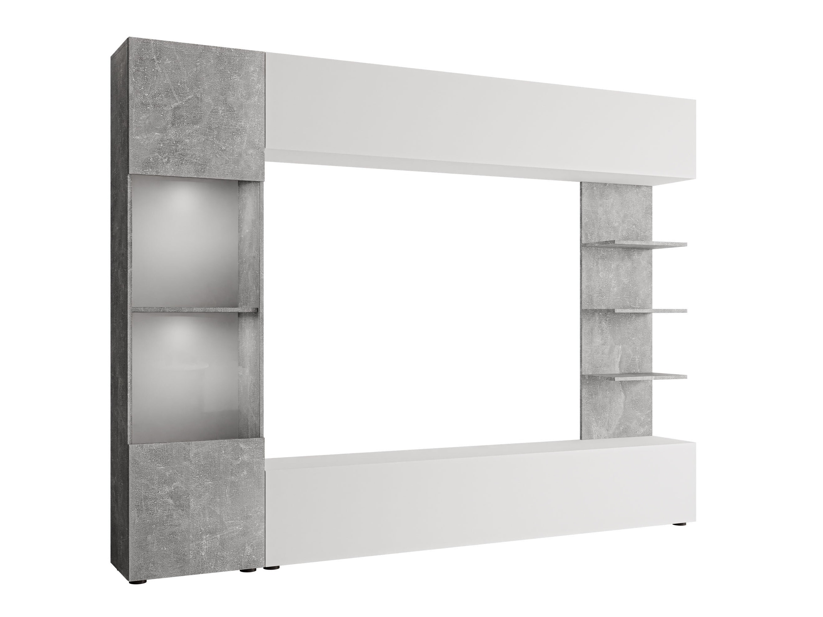 Conjunto para sala de estar Comfivo 210 (Branco + Cimento)