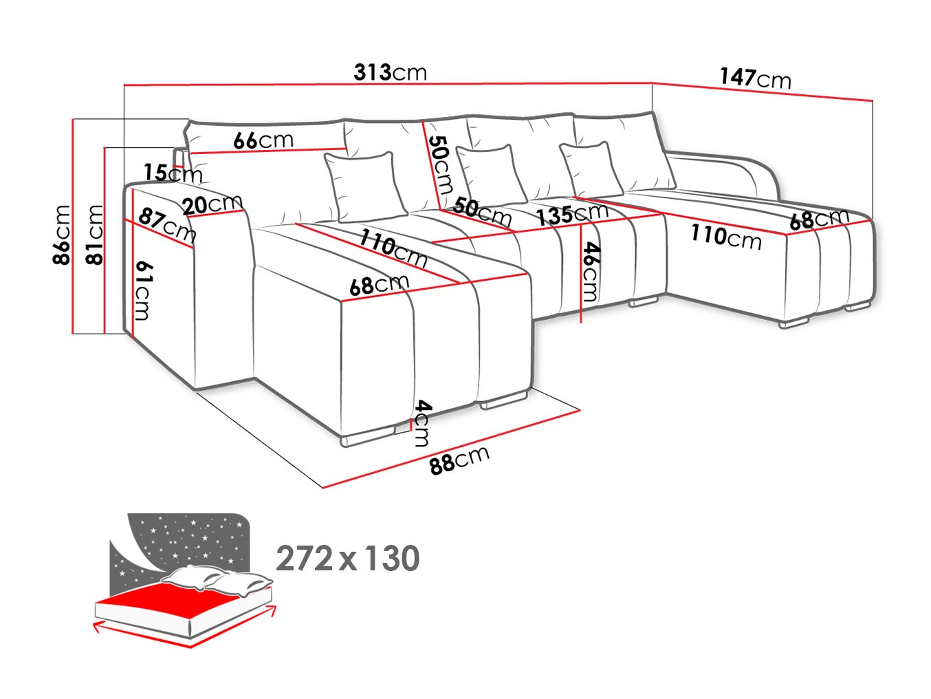 Sofá de canto Arvada 122 (Lambi 08)