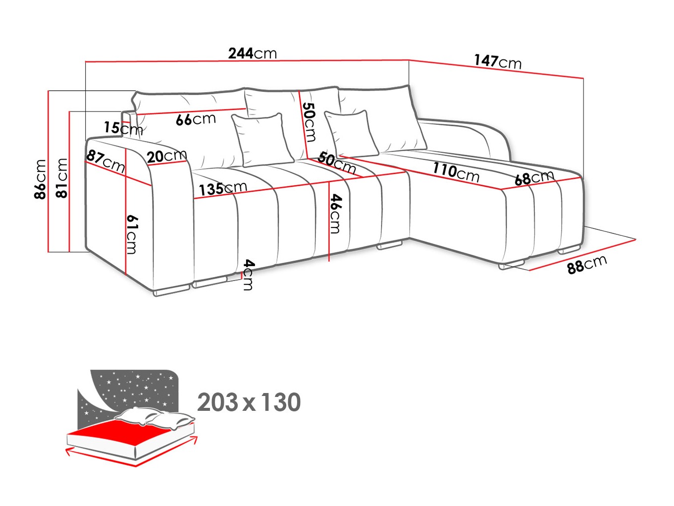 Sofá de canto Arvada 123 (Lambi 08)