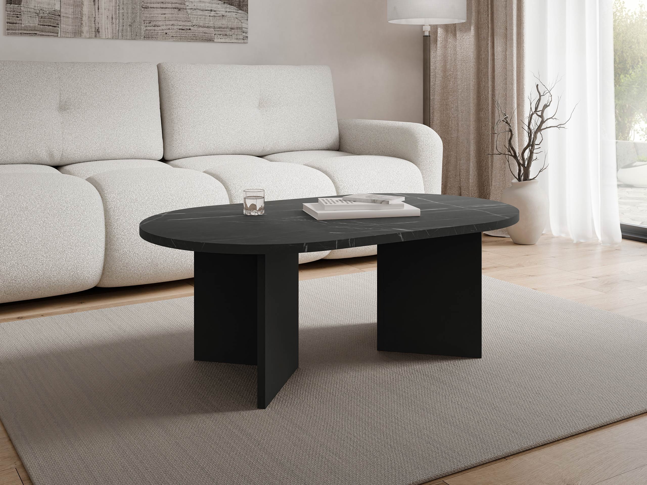 Mesa de centro Comfivo Fungus (Mármore preto + Preto)