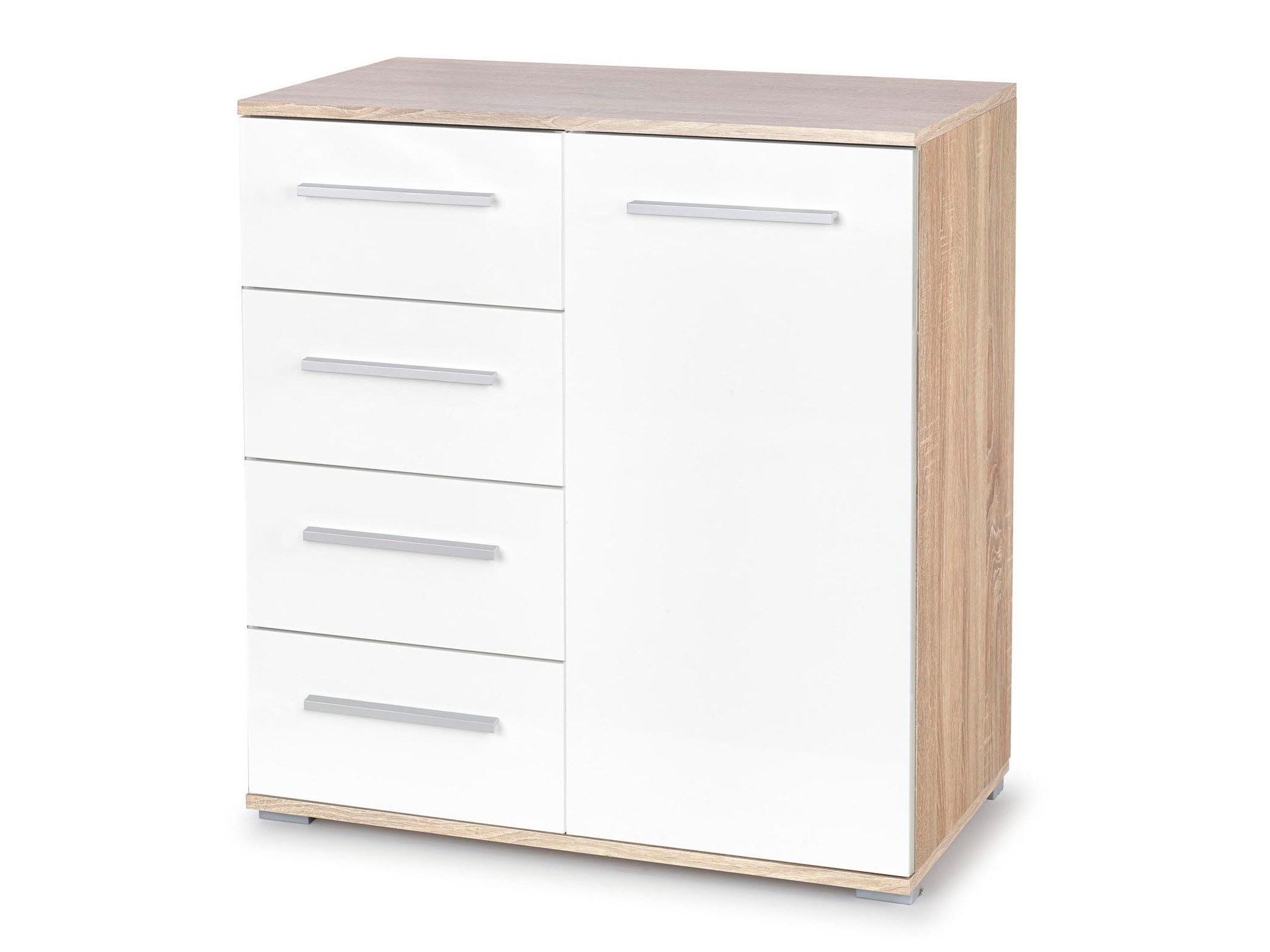 Cómoda Cirveso 101 (Carvalho sonoma + Branco brilhante)