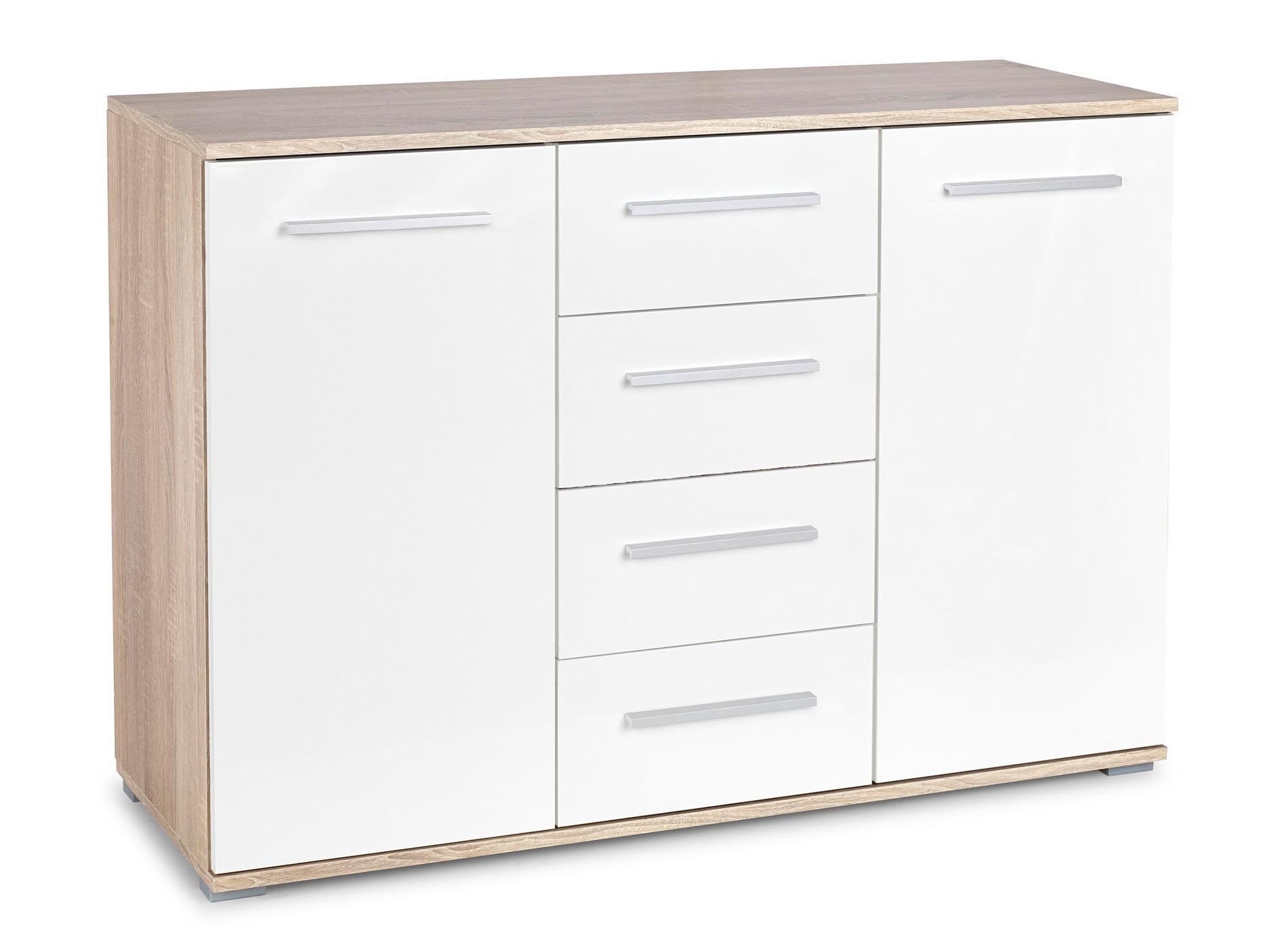 Cómoda Cirveso 103 (Carvalho sonoma + Branco brilhante)