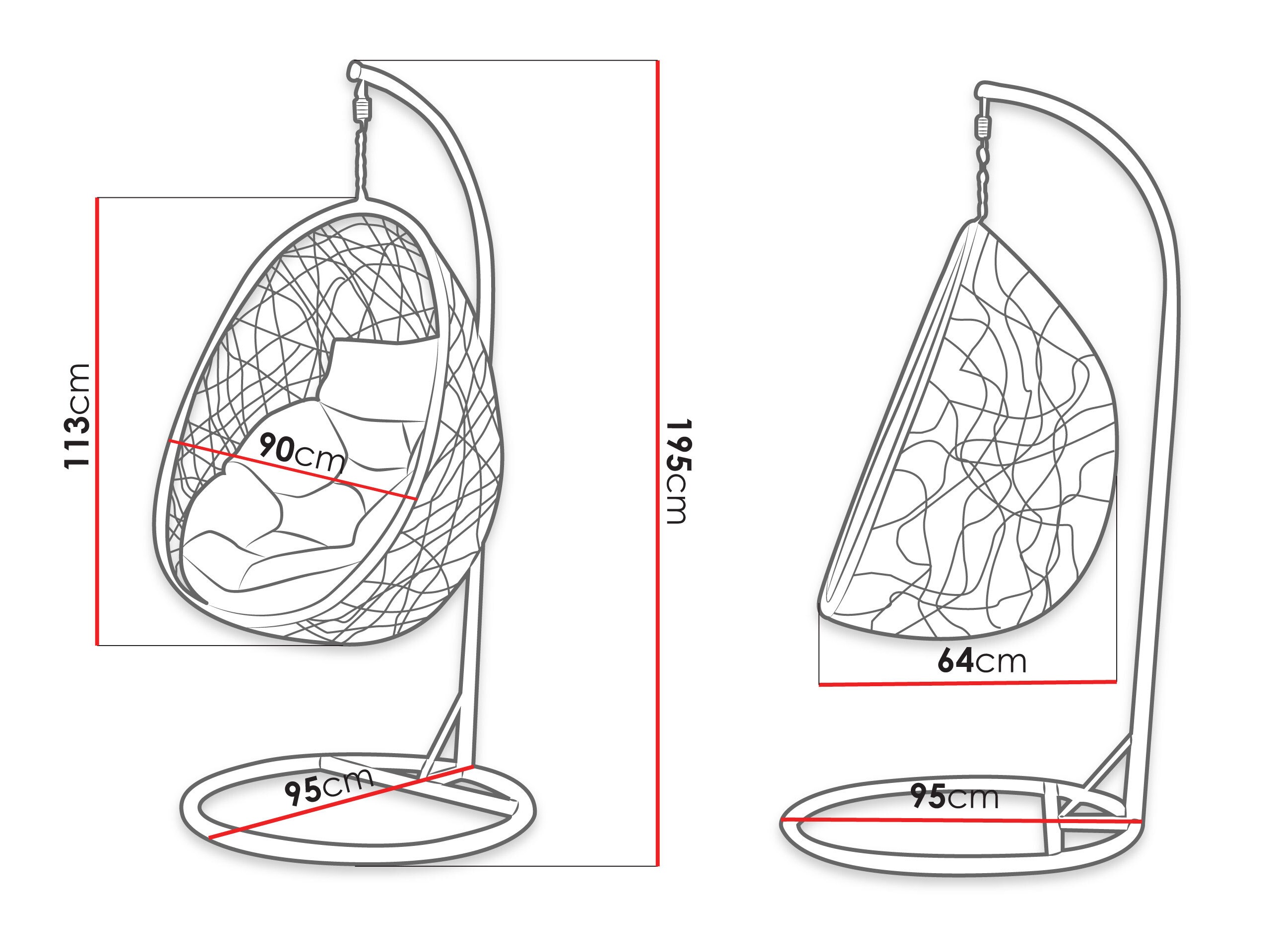 Cadeira suspensa Comfivo 505 (Preto + Creme)