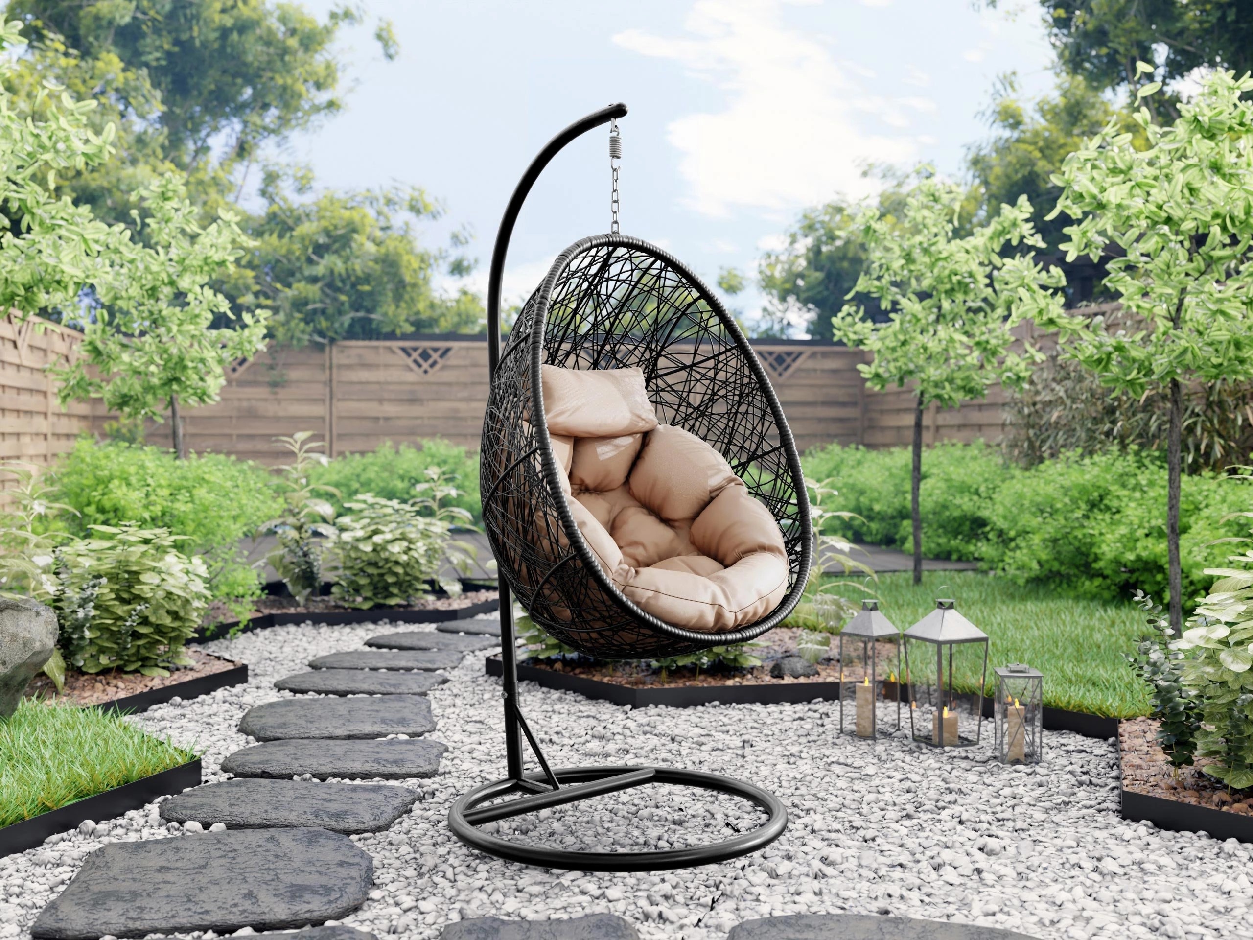 Cadeira suspensa Comfivo 505 (Preto + Creme)