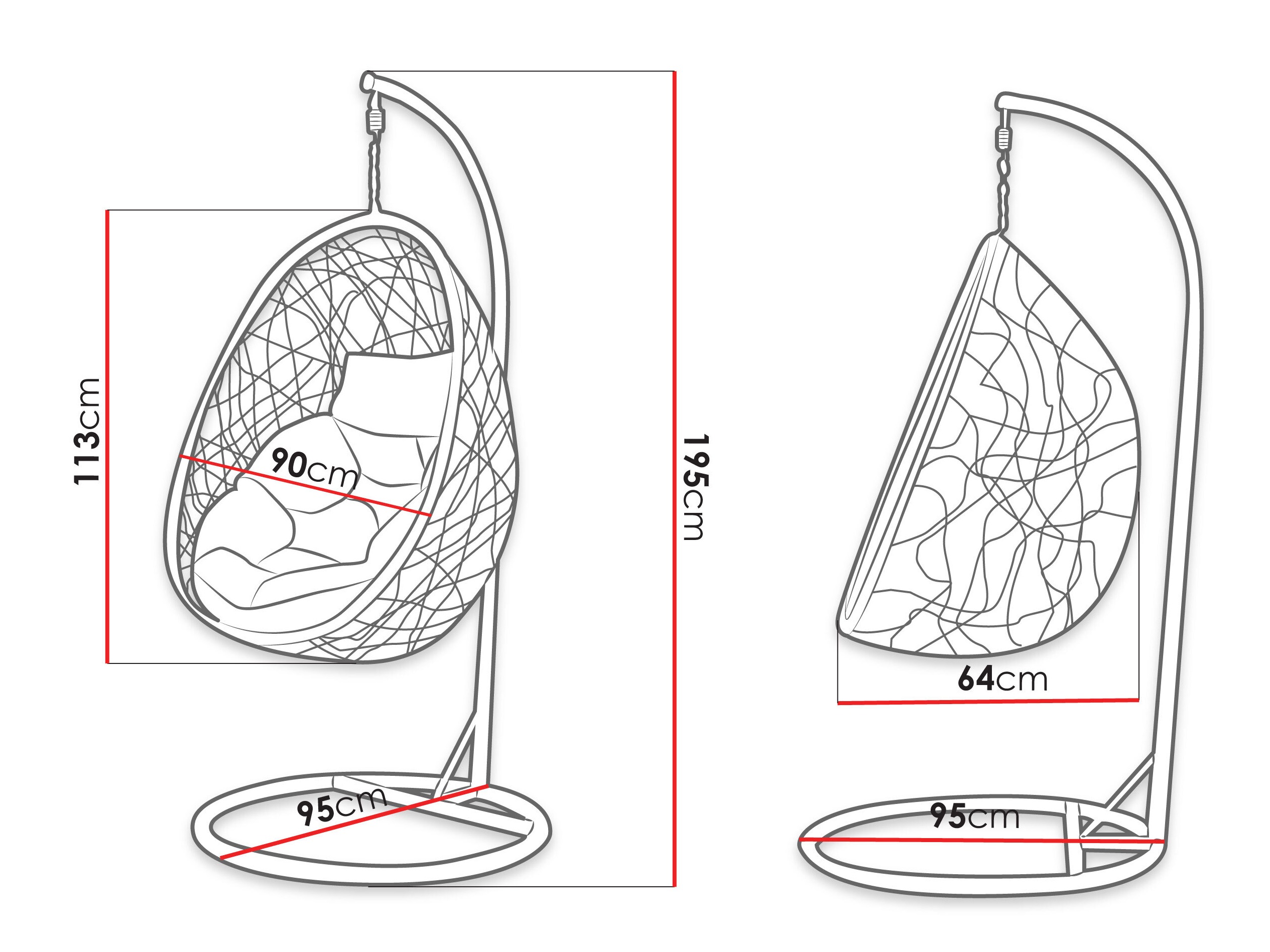 Cadeira suspensa Comfivo 505 (Cinzento escuro + Cinzento)