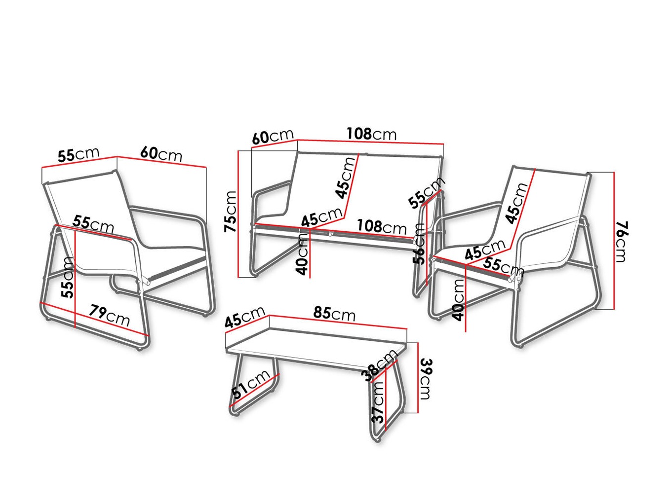 Conjunto de mobiliário para o exterior Aques