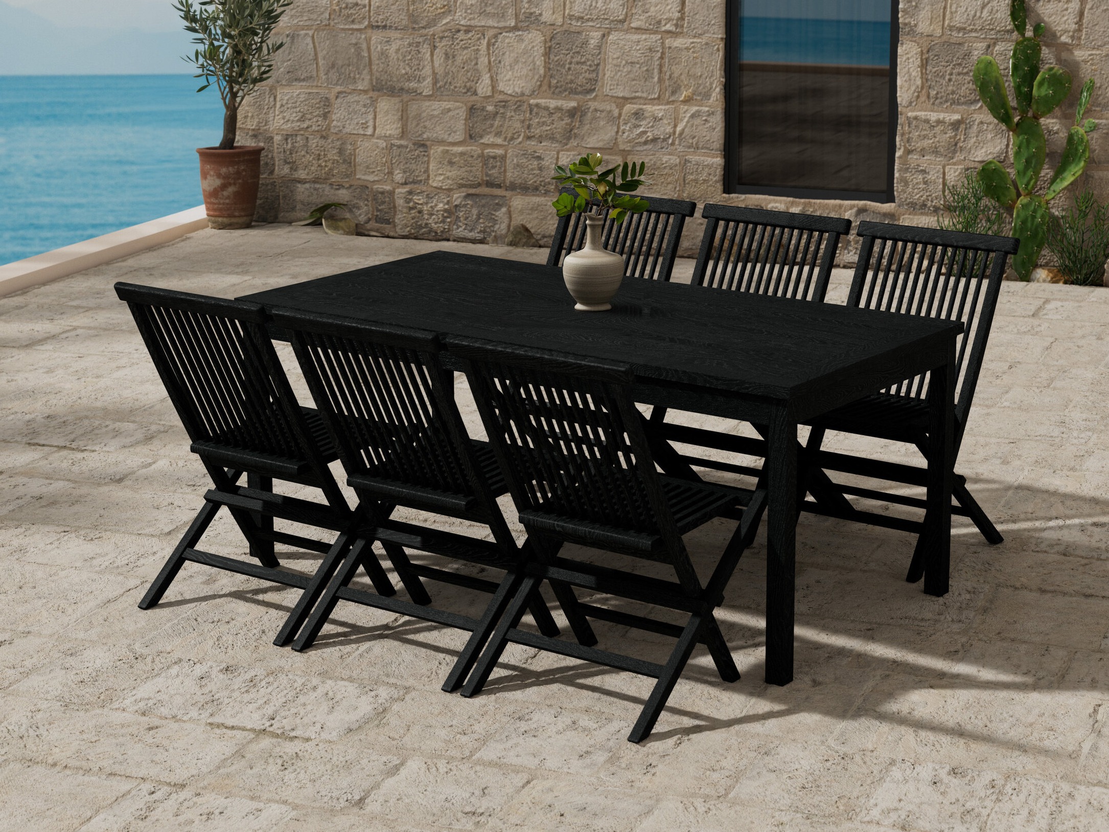 Conjunto de mesa e cadeiras Nunova 144 (Preto)
