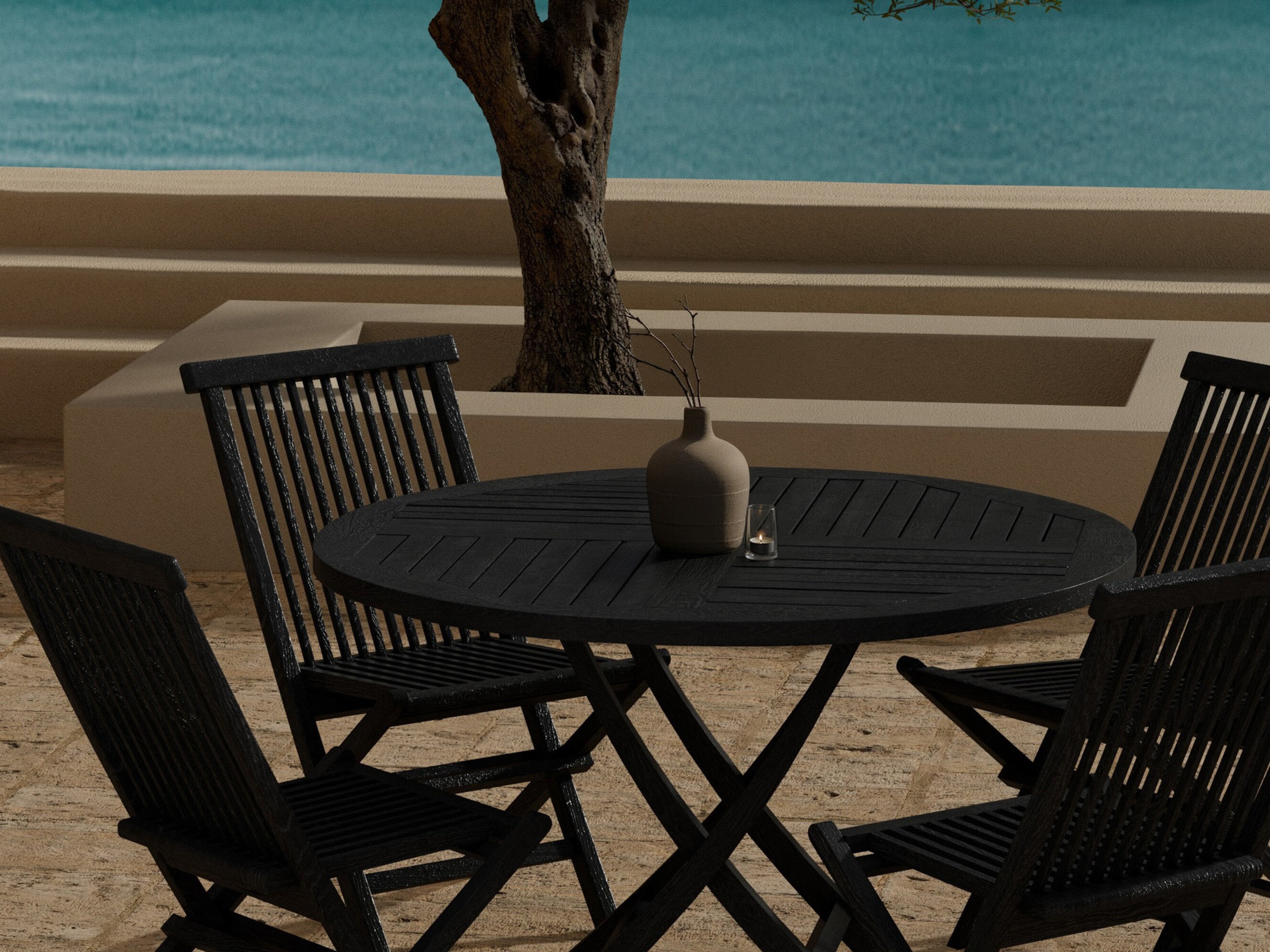 Conjunto de mesa e cadeiras Nunova 145 (Preto)