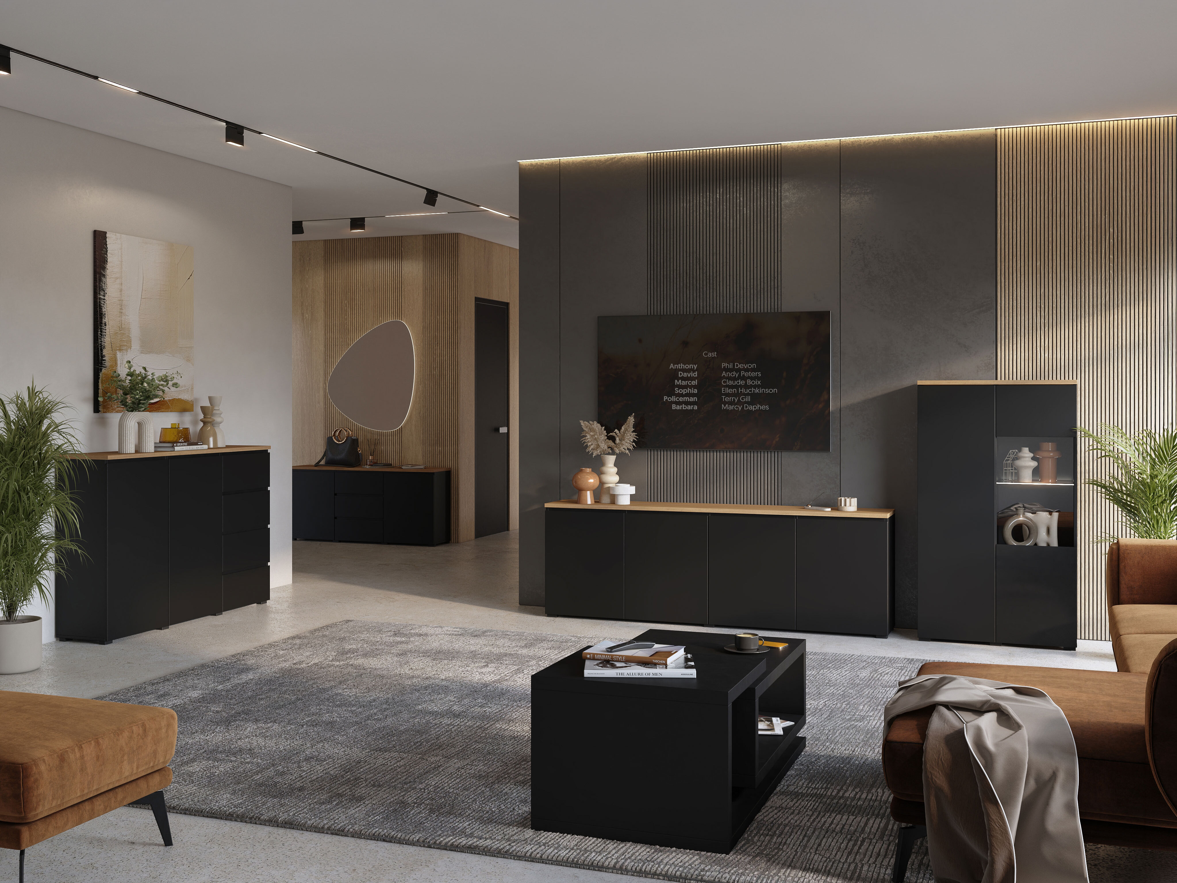 Aparador Baletu 105 (Preto + Carvalho)