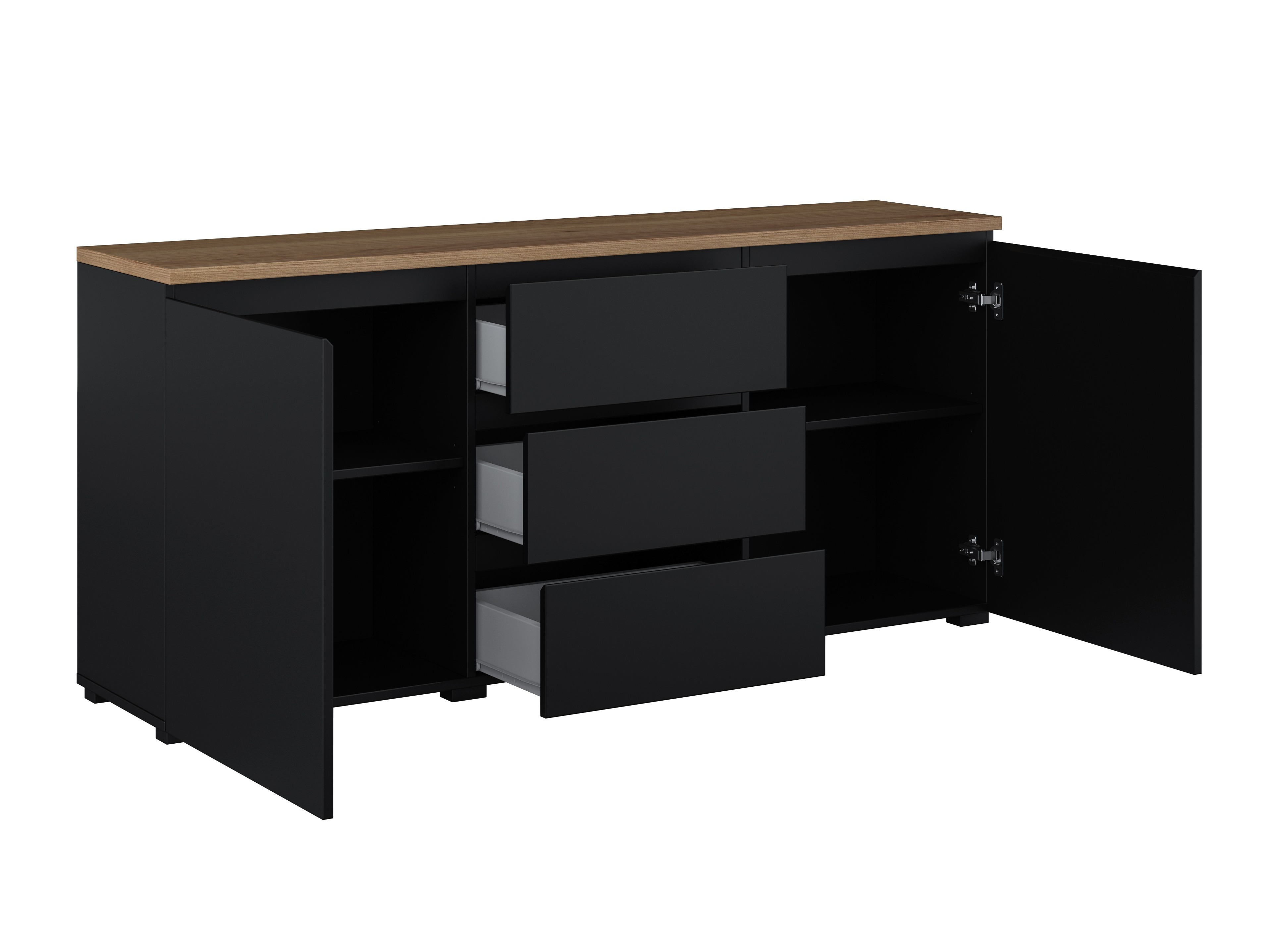 Cómoda Baletu 106 (Preto + Carvalho)