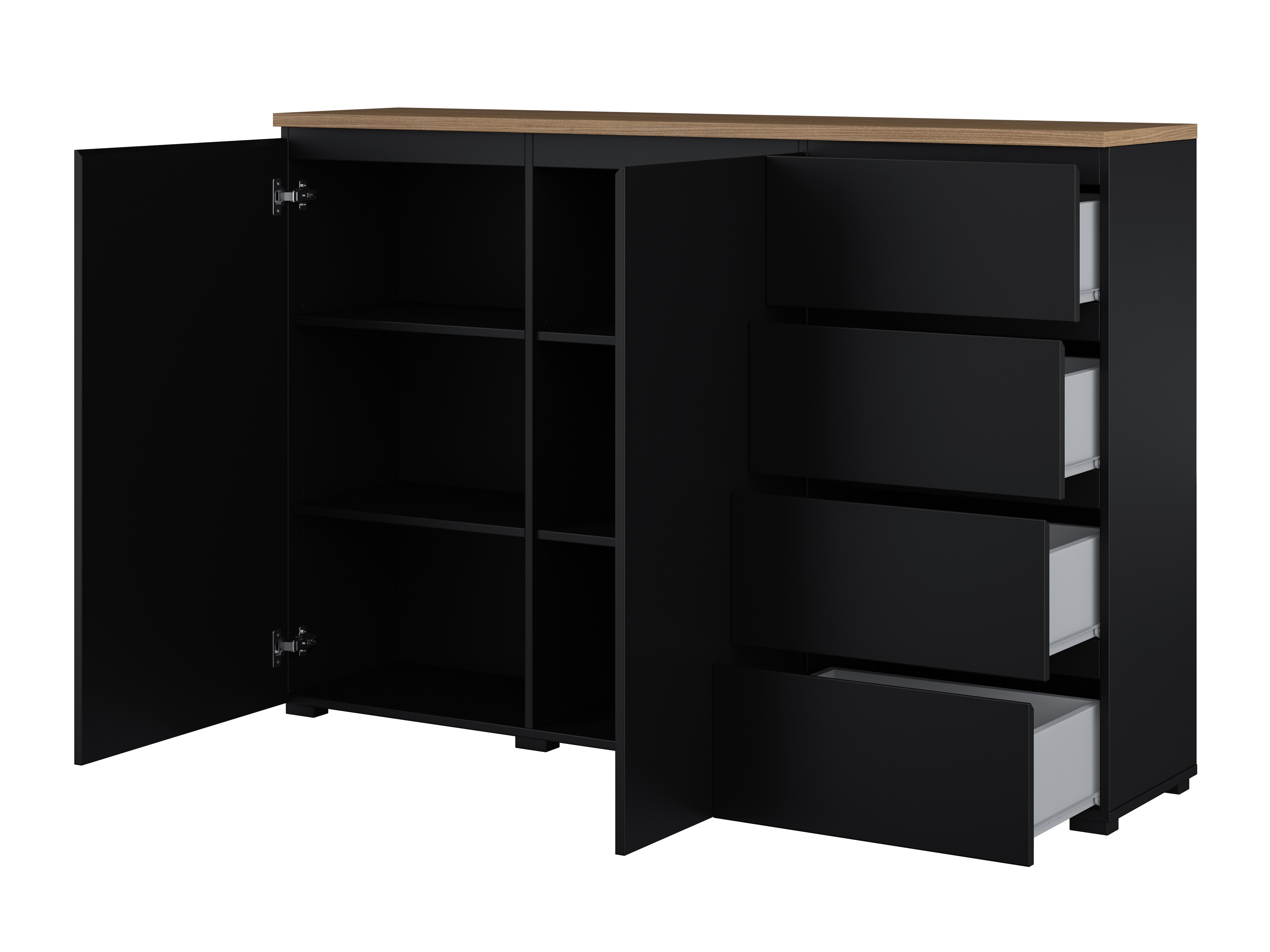 Cómoda Baletu 109 (Preto + Carvalho)