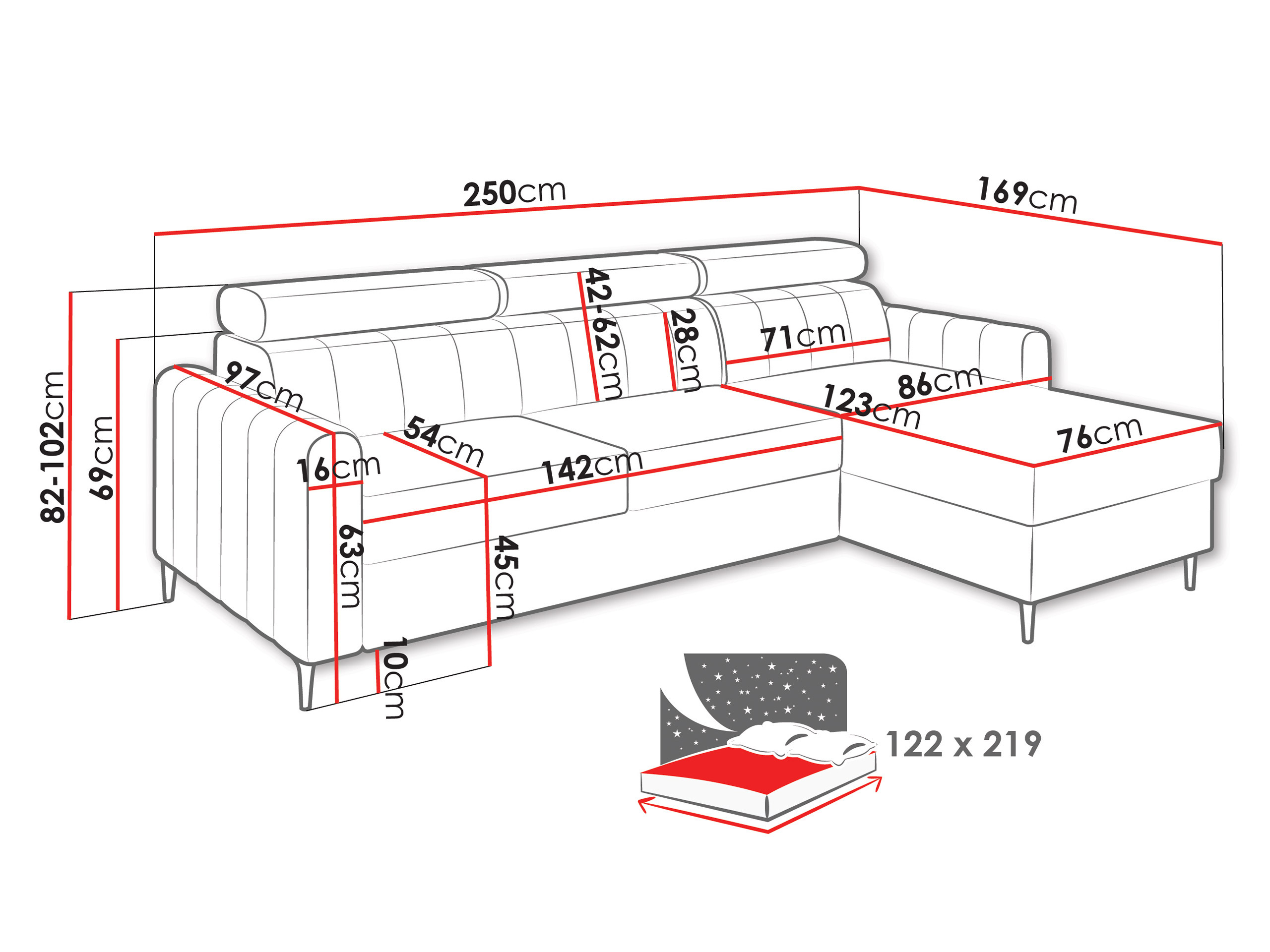 Sofá de canto Stonecrest 111 (Cruz 35)