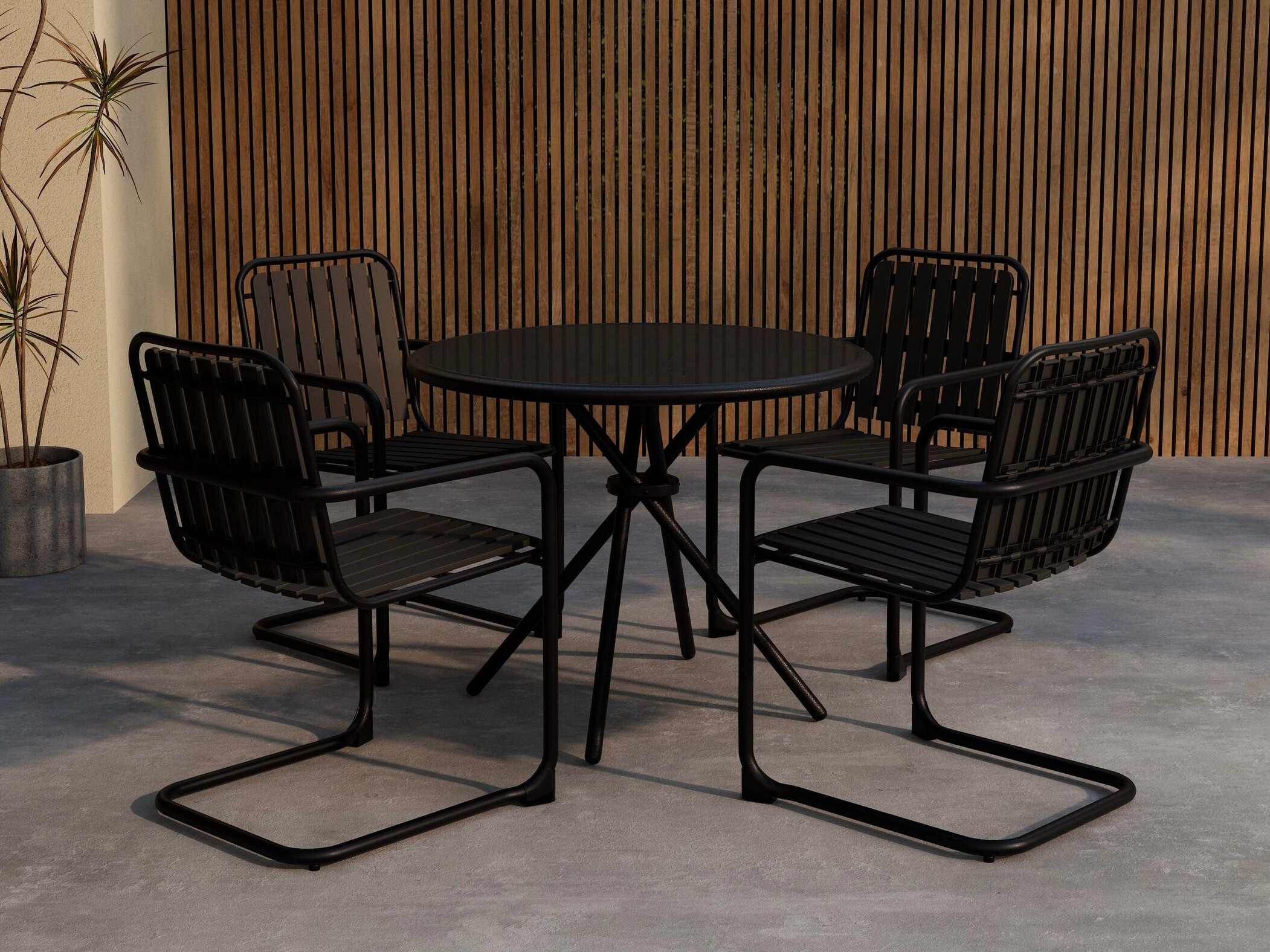 Conjunto de mesa e cadeiras Dallas 5192 (Preto)
