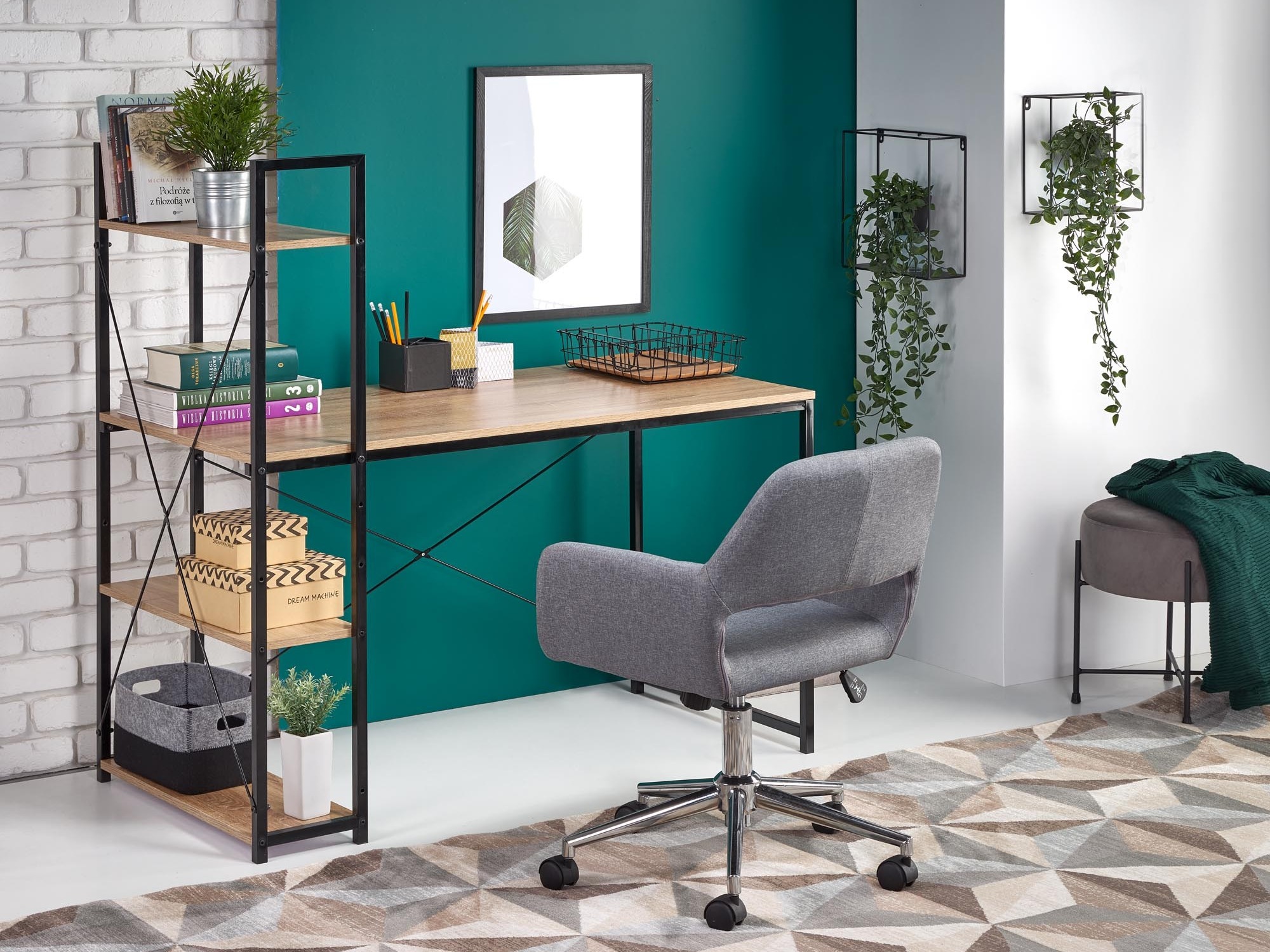 Mesa de escritório Houston 1888 (Carvalho sonoma + Preto)