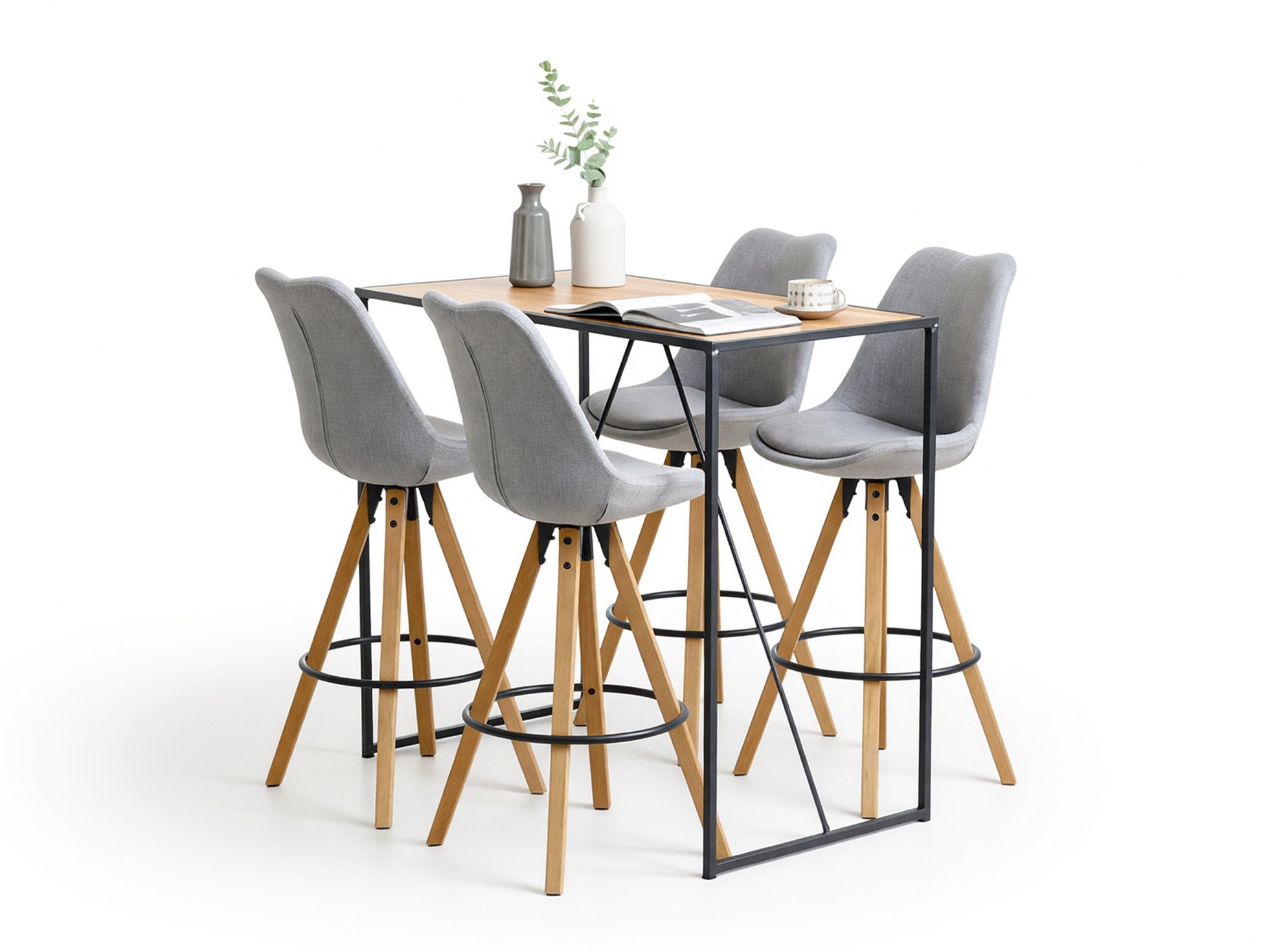 Conjunto para refeições Norsica 517 (Cinzento + Madeira clara)