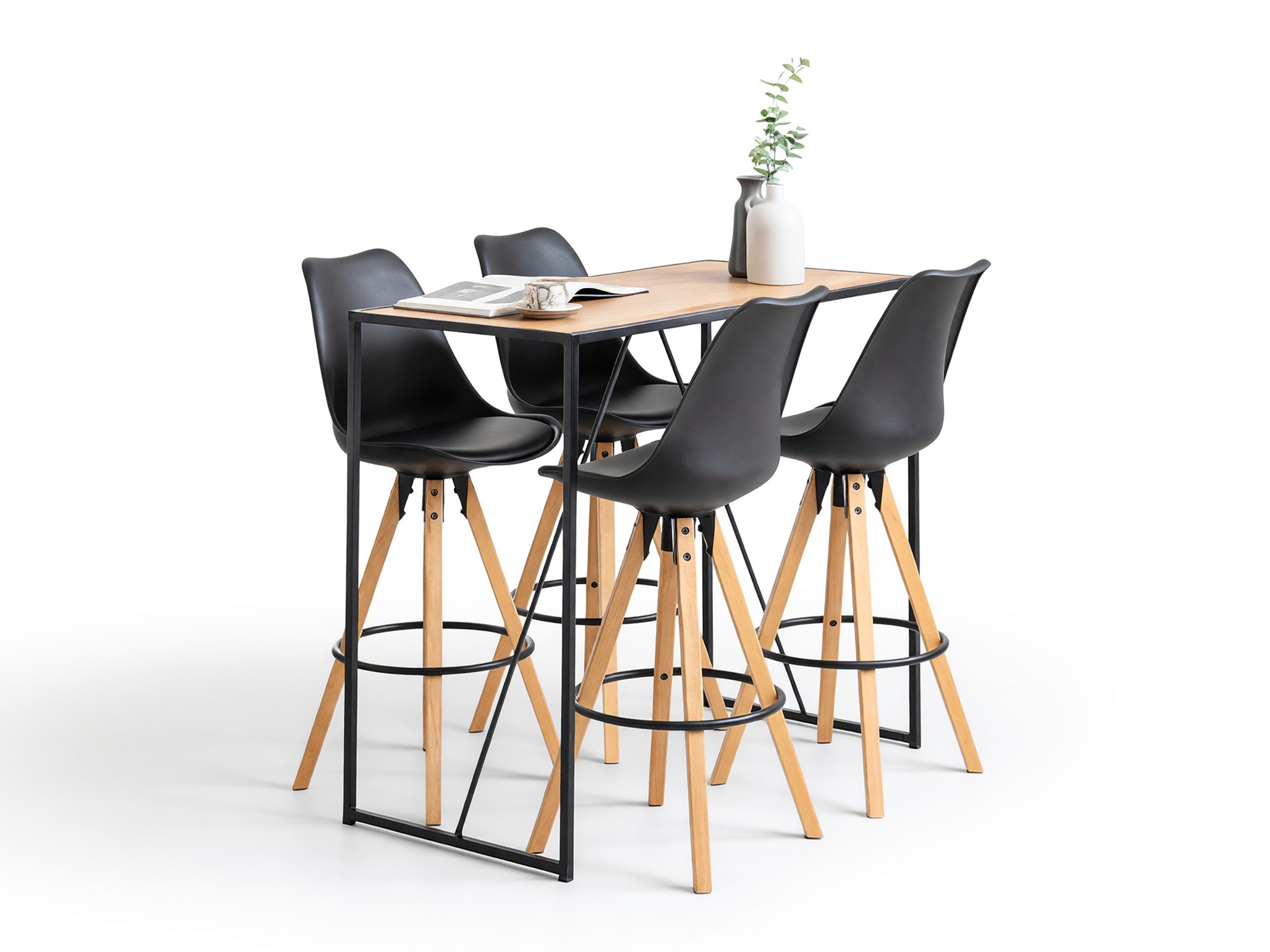 Conjunto para refeições Norsica 517 (Preto + Madeira clara)