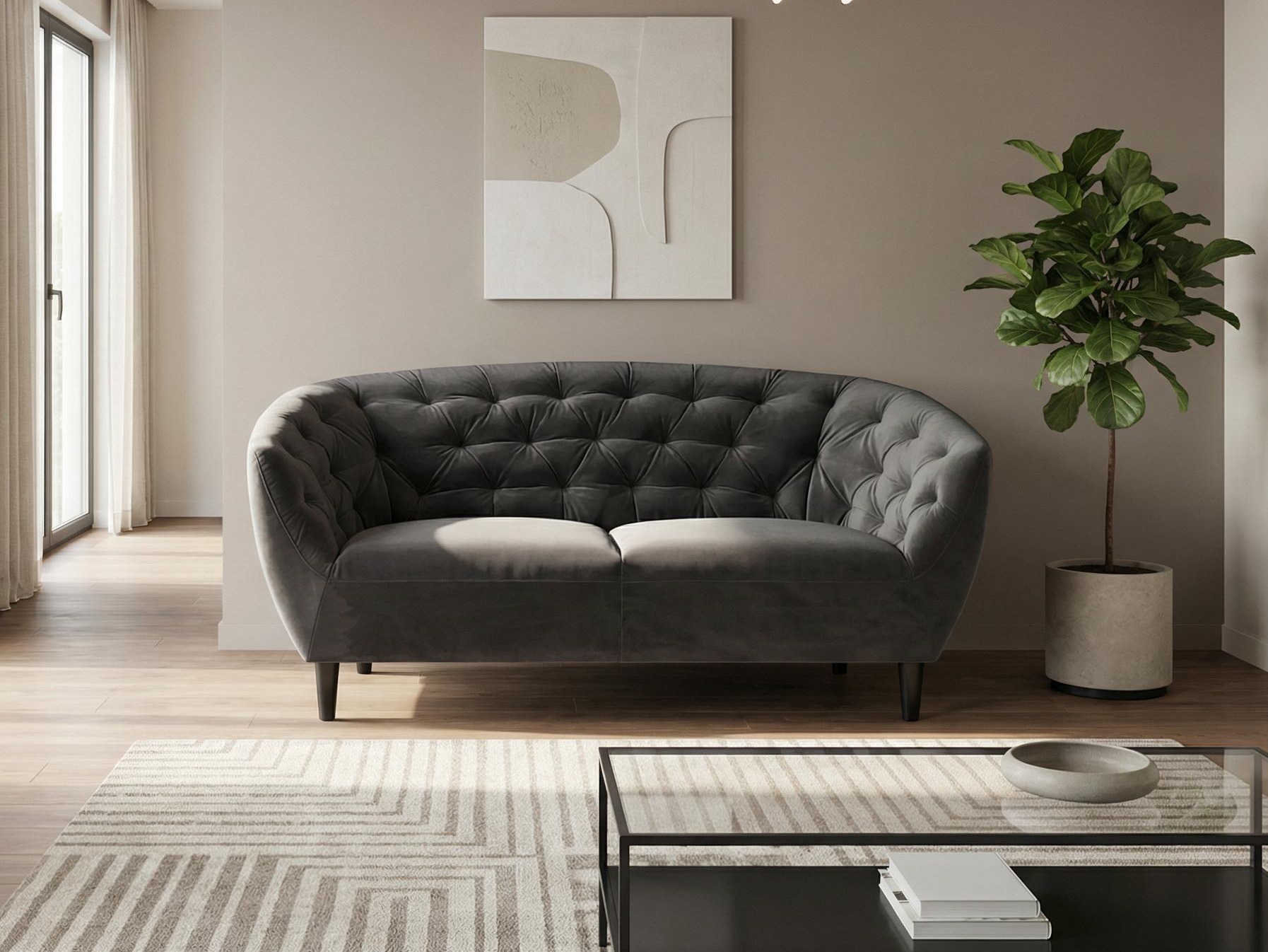 Chesterfield sofá Norsica 260 (Cinzento escuro)