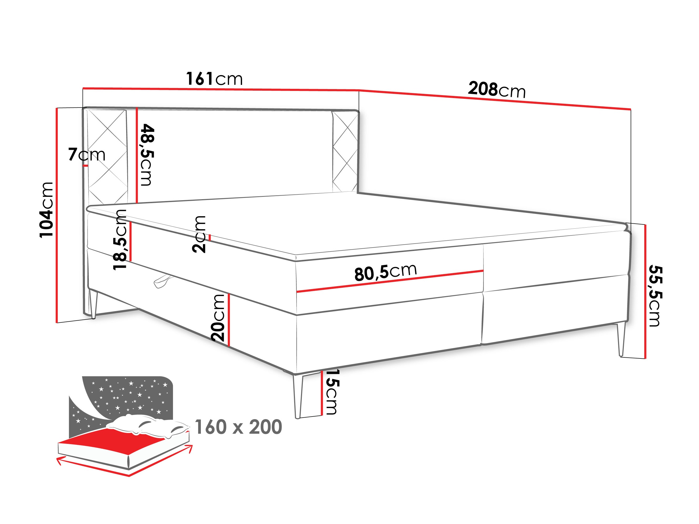 Cama continental Providence 200 (Polo 897)
