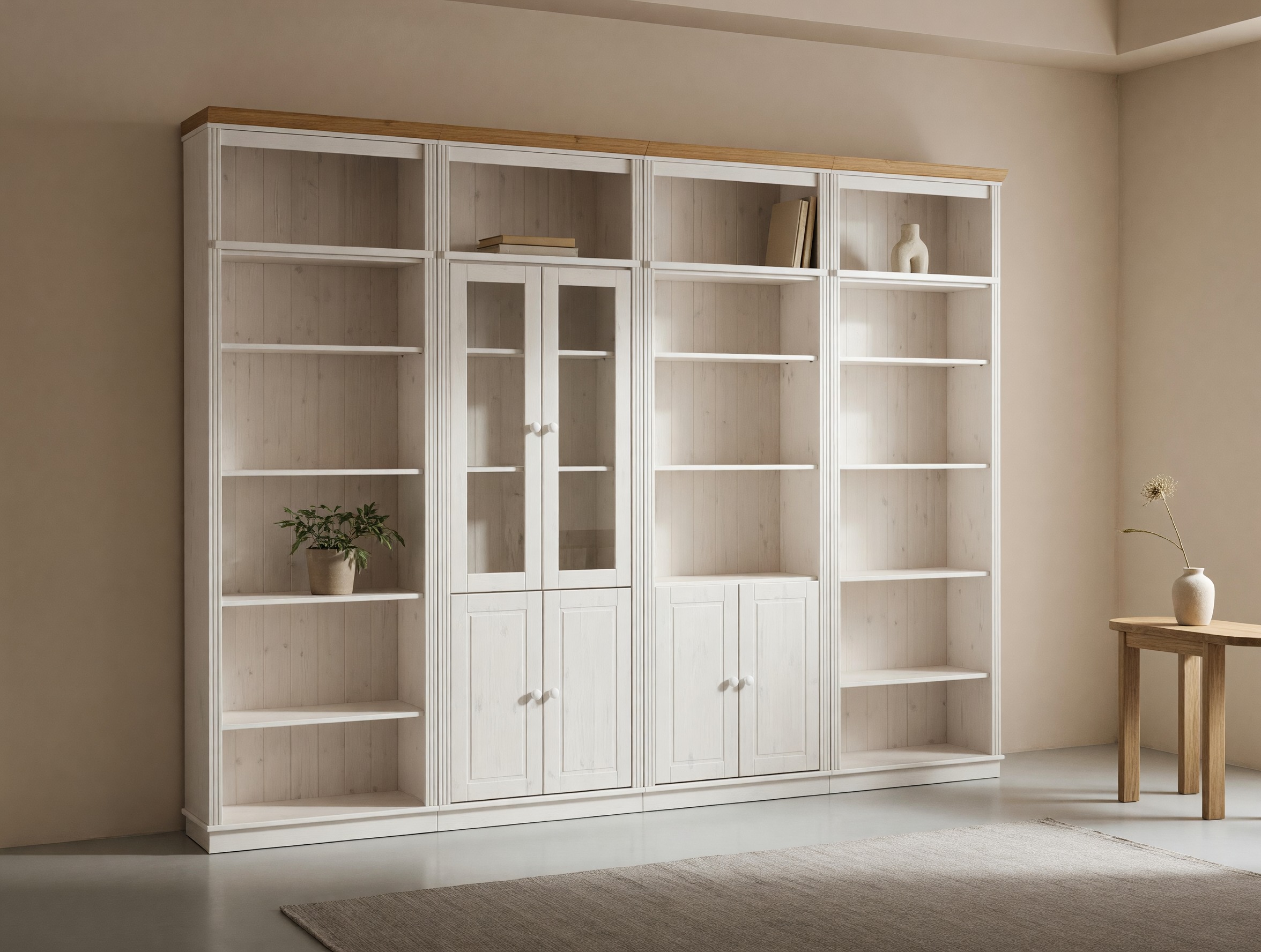 Conjunto de estante Saltoro 112 (Branco + Carvalho de mel)
