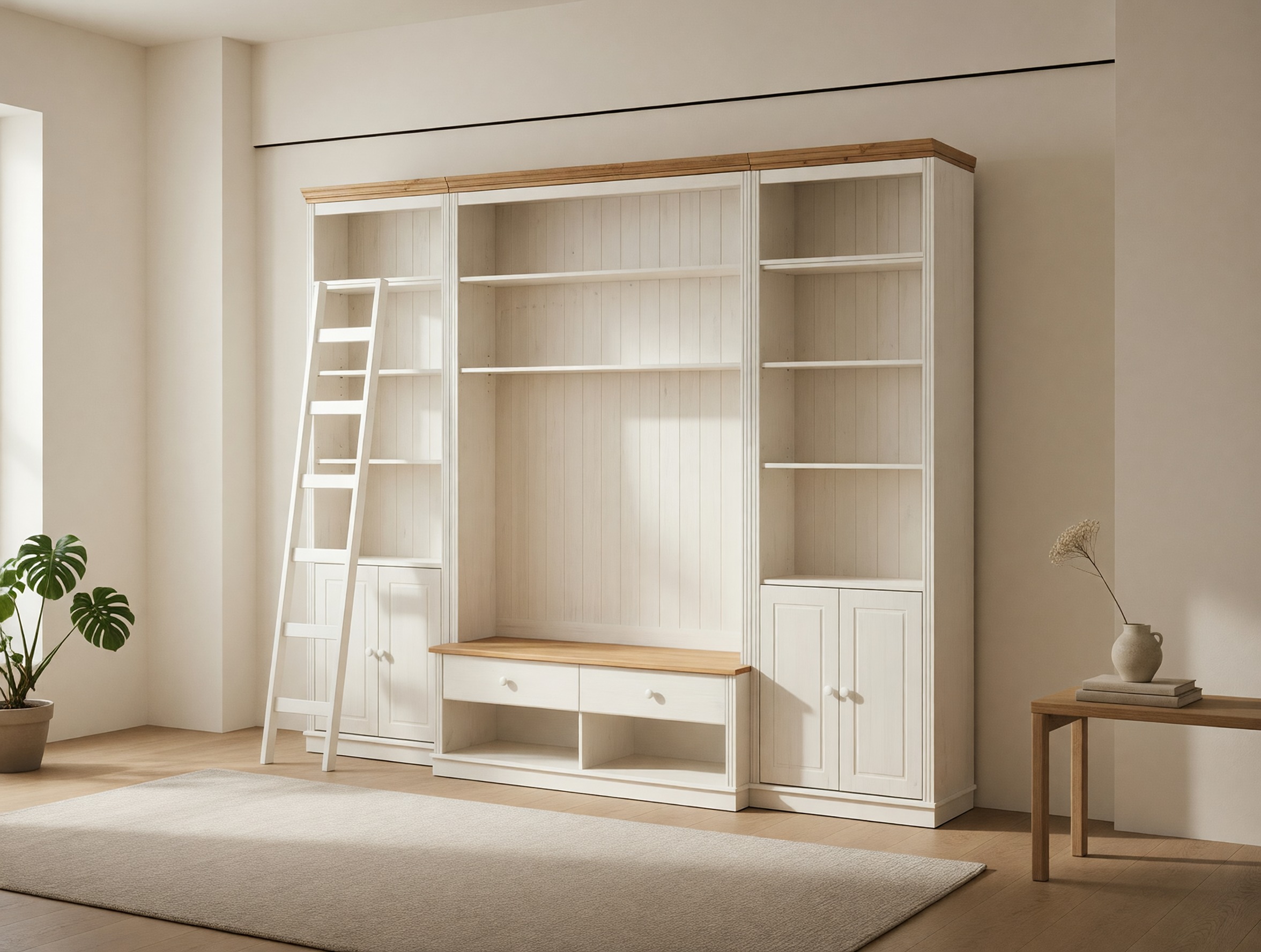 Conjunto para sala de estar Saltoro 107 (Branco + Carvalho de mel)