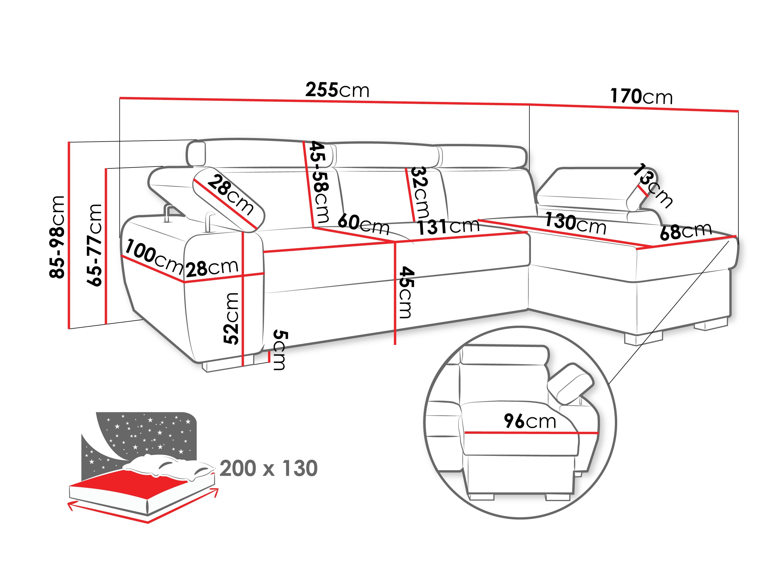 Sofá de canto Columbus 252 (Lumo 65)