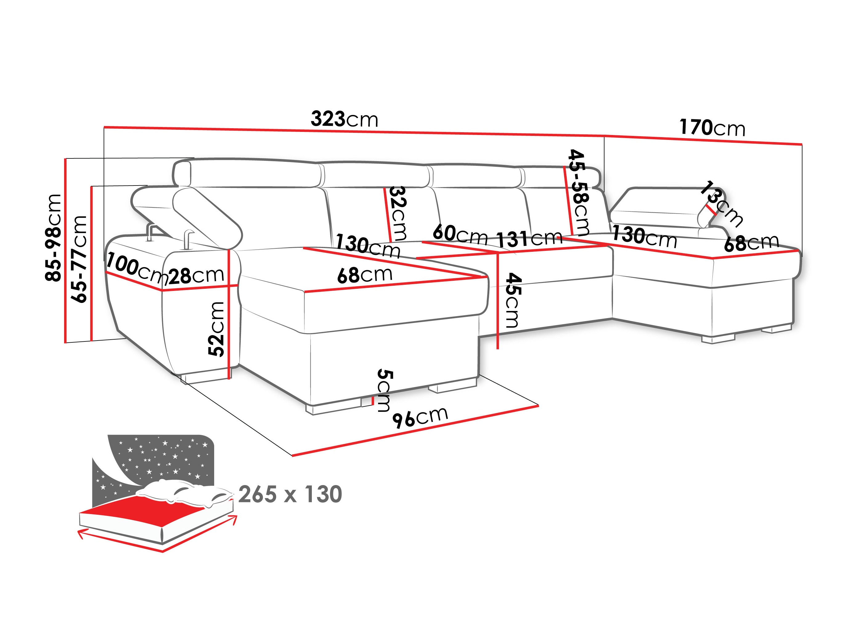 Sofá de canto Columbus 253 (Lumo 55)