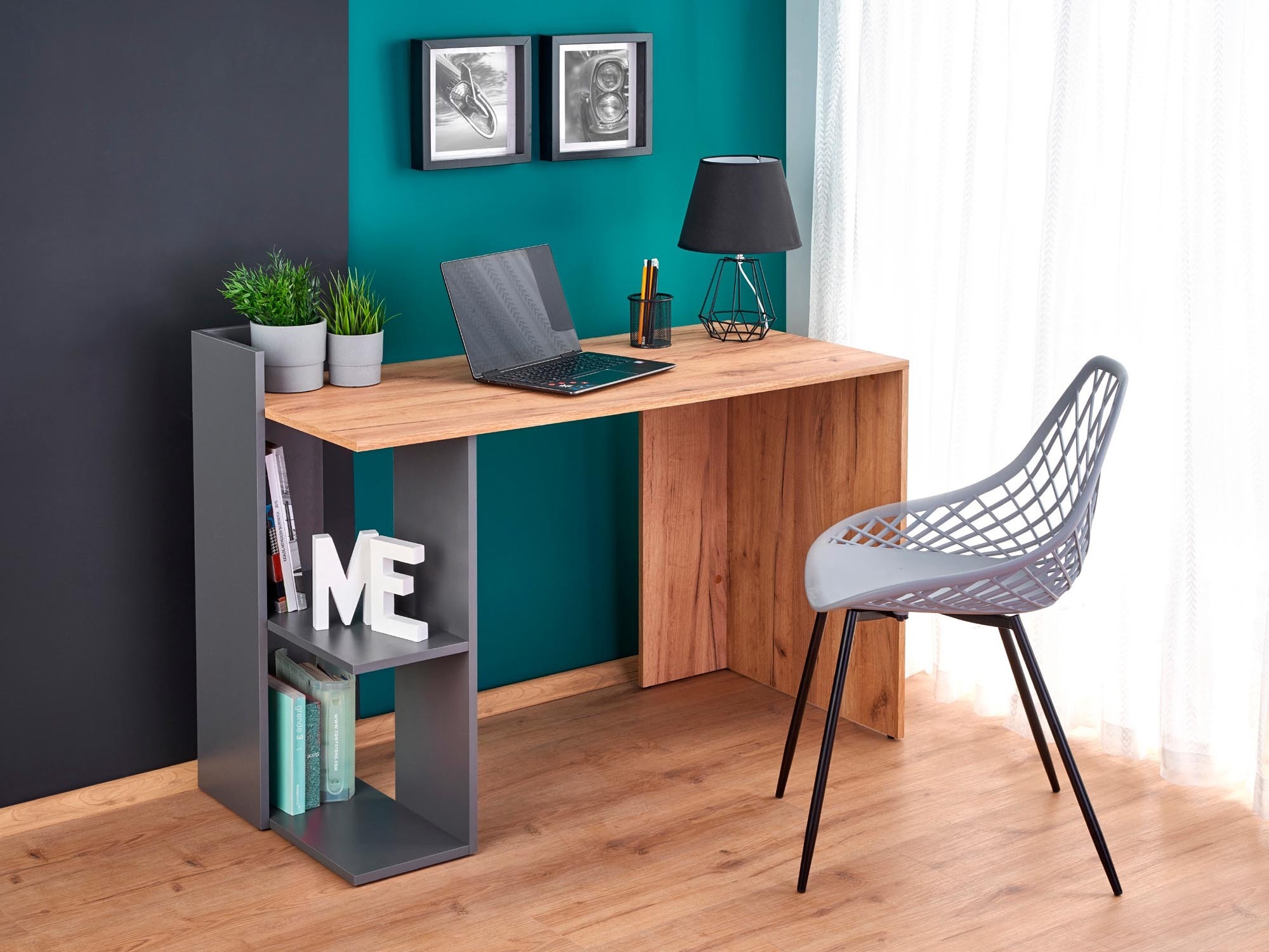 Mesa de escritório Houston 825 (Carvalho + Antracite)