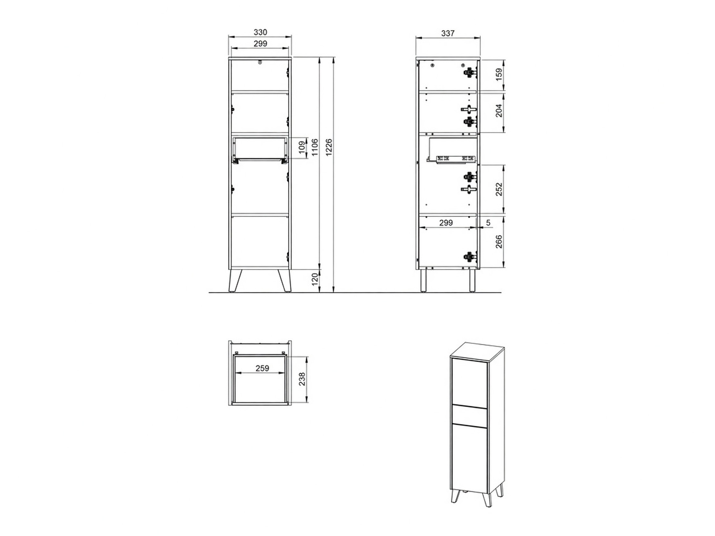 Armário colocado para casa de banho Voseri 101