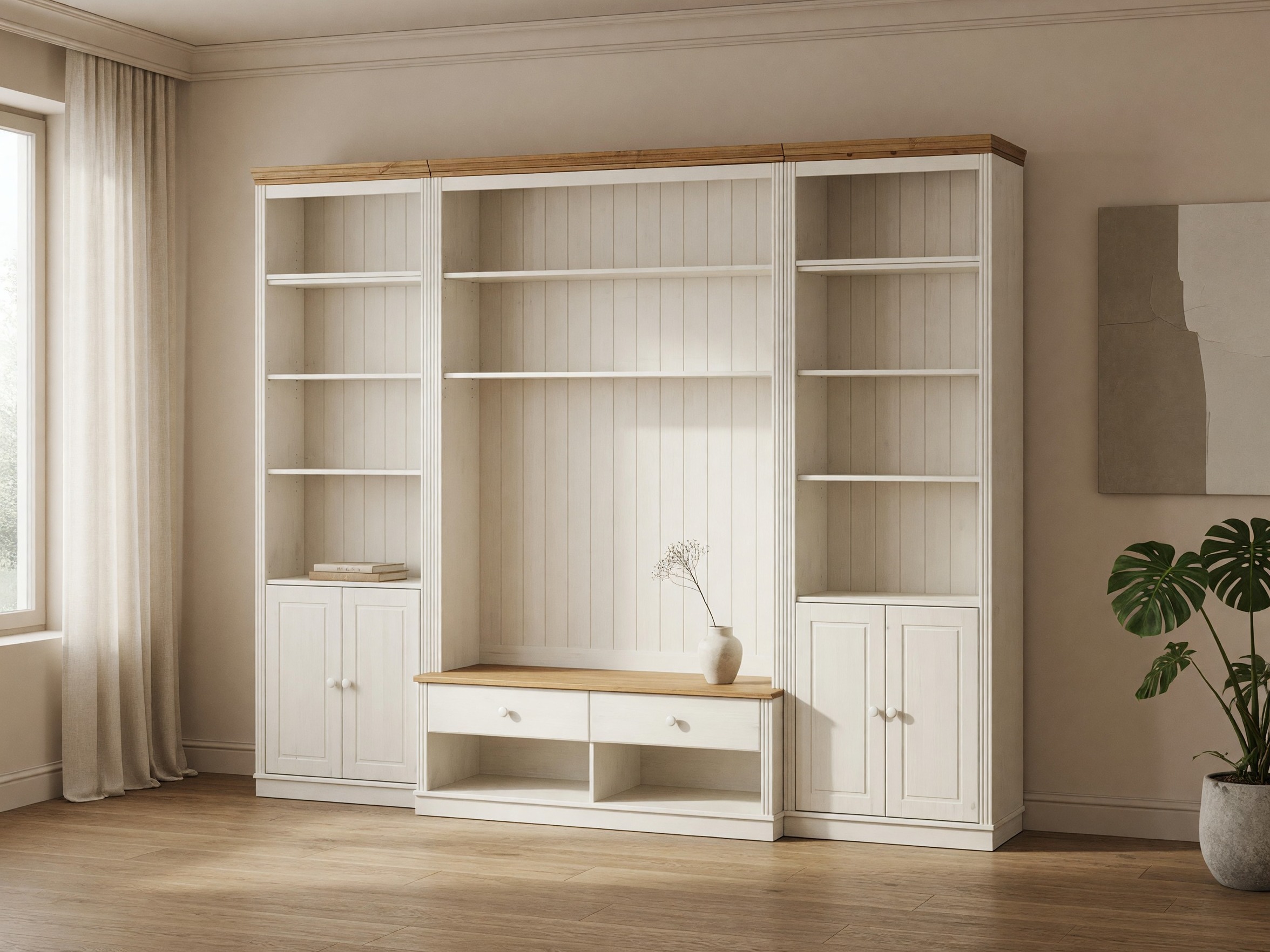 Conjunto para sala de estar Saltoro 141 (Branco + Pinheiro)