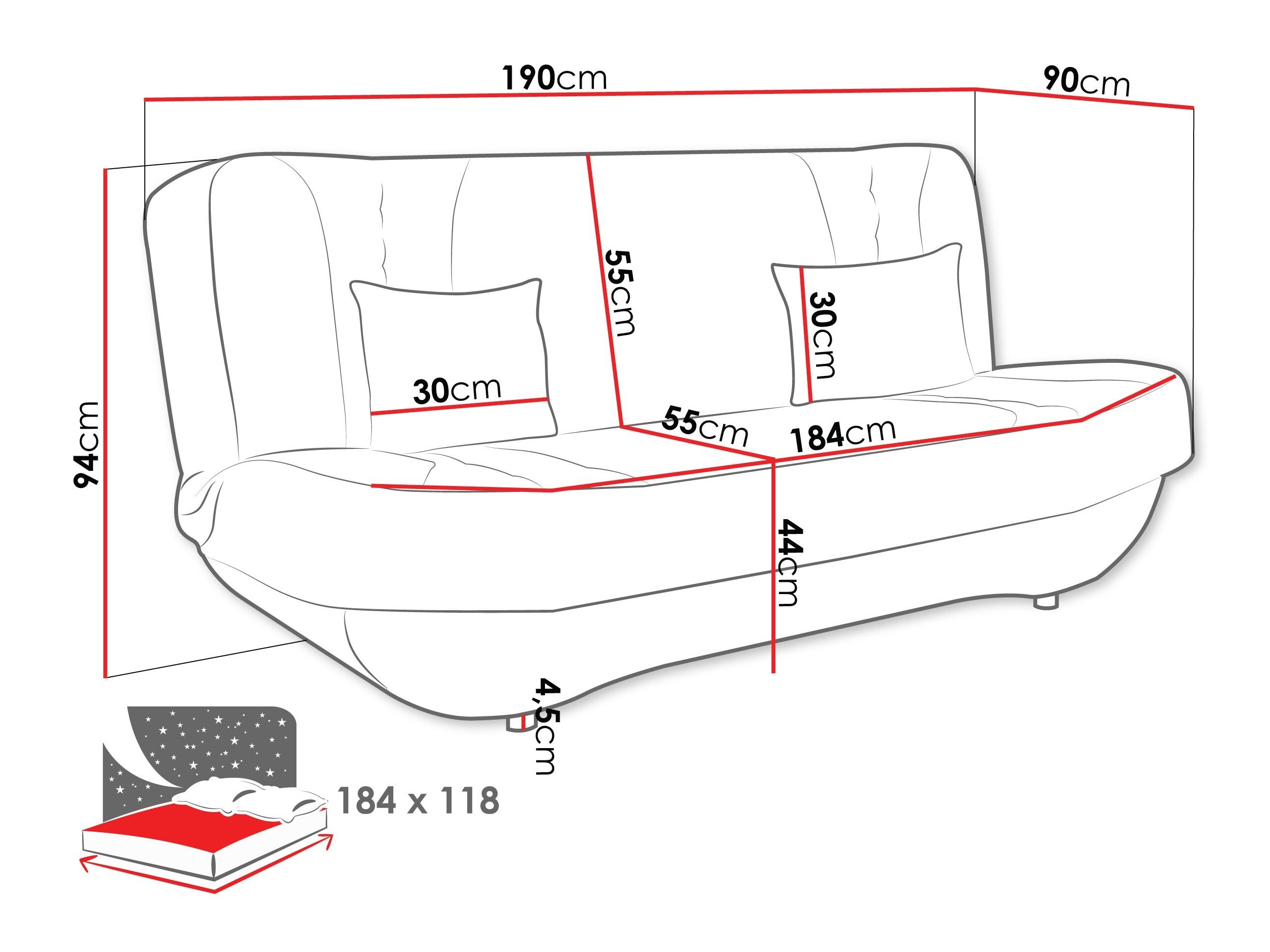 Sofá-cama Comfivo Cervus (Magic Velvet 2225 + Magic Velvet 2227)