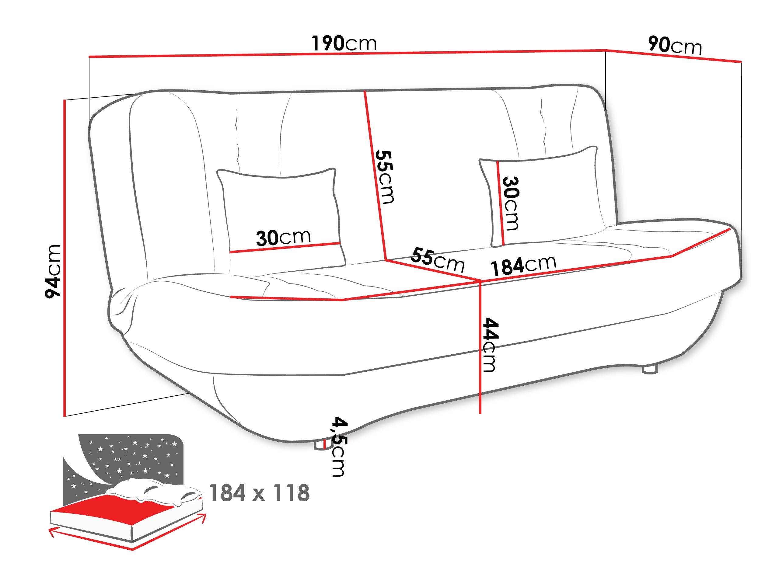 Sofá-cama Comfivo Cervus (Margo 227.09)